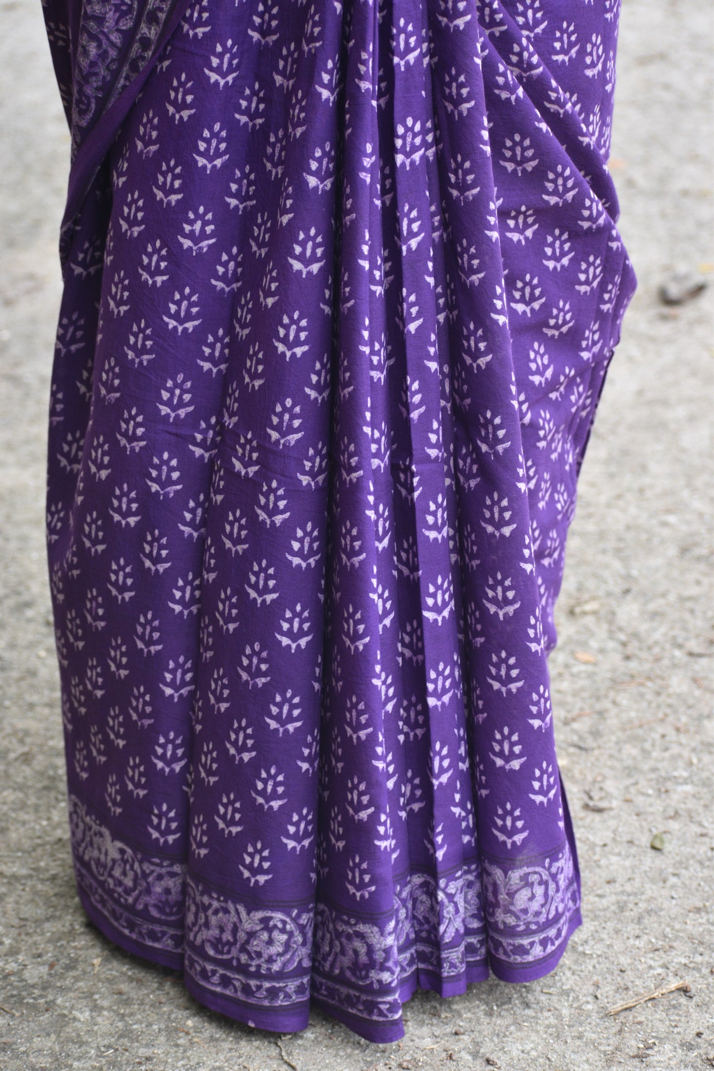 Purple dabu mul saree