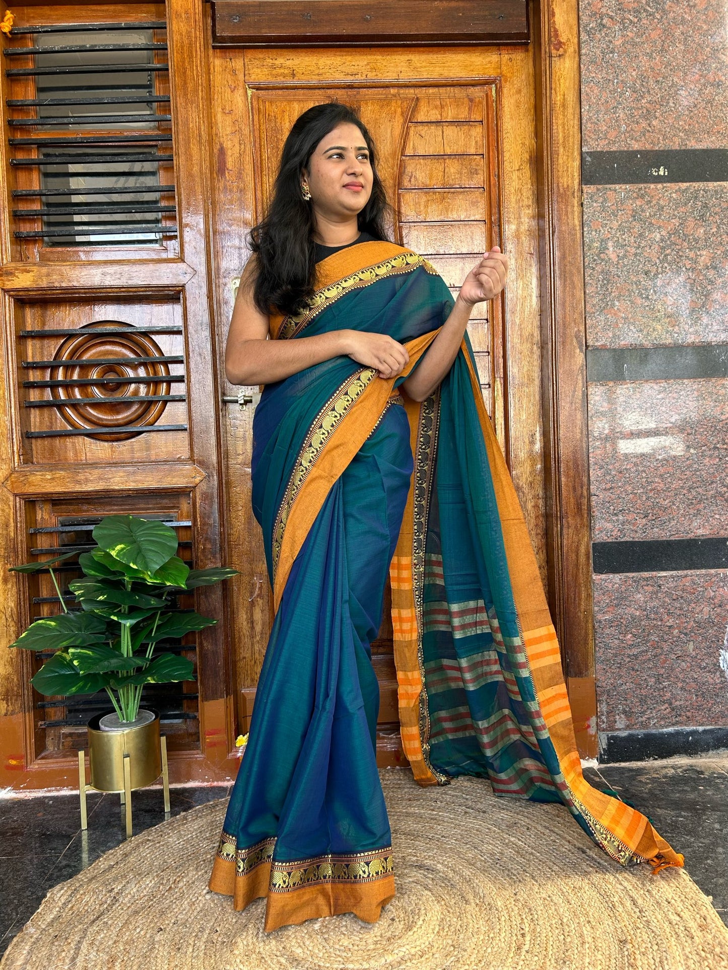 Blue Narayanpet saree.