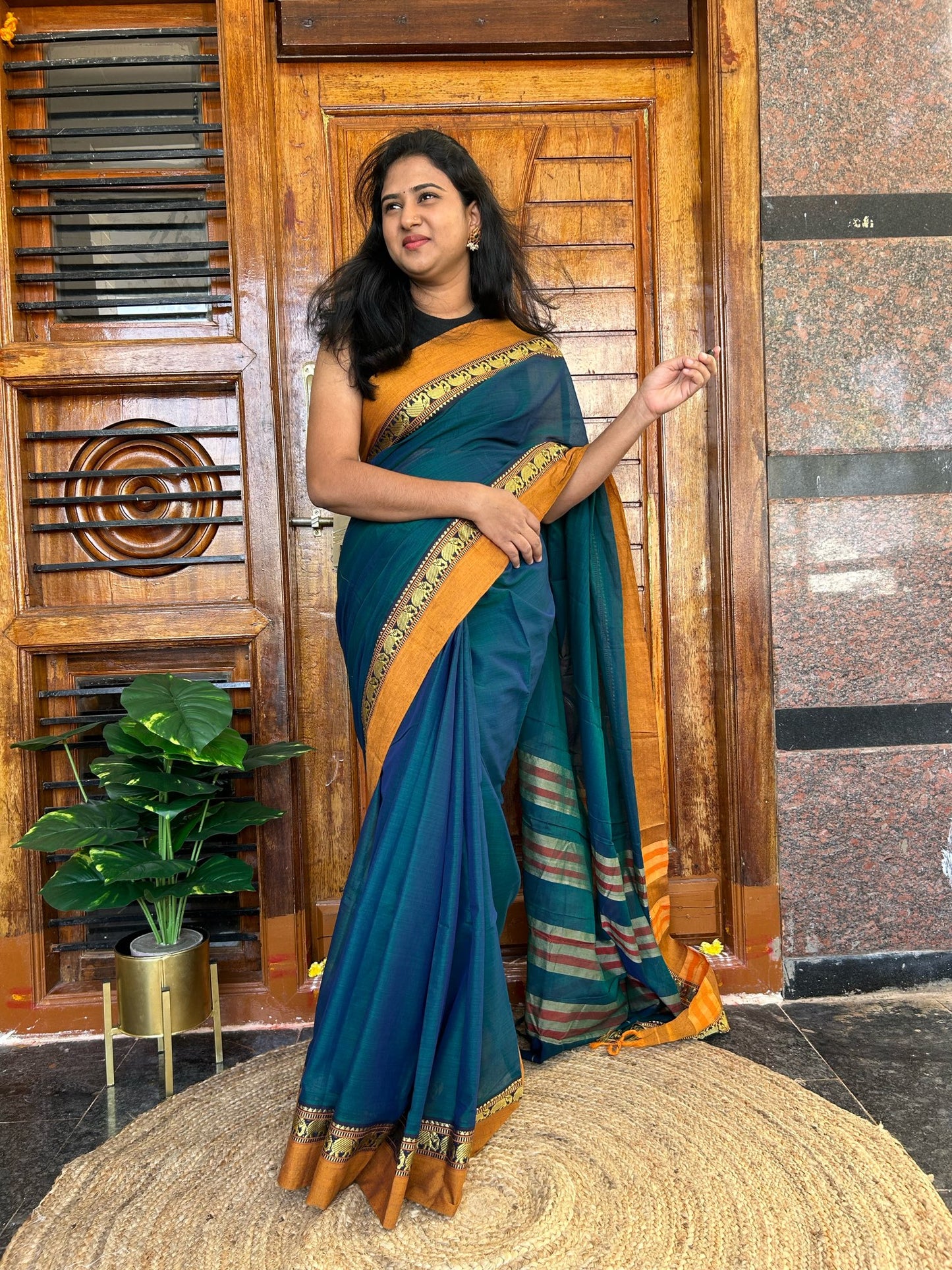 Blue Narayanpet saree.