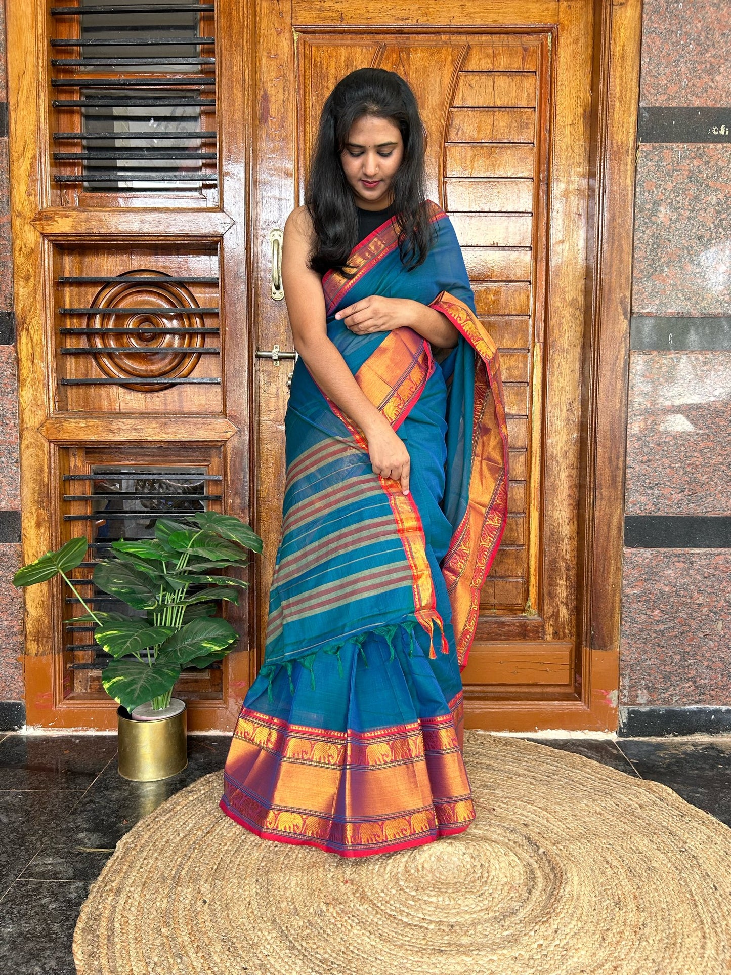 Blue Narayanpet saree.
