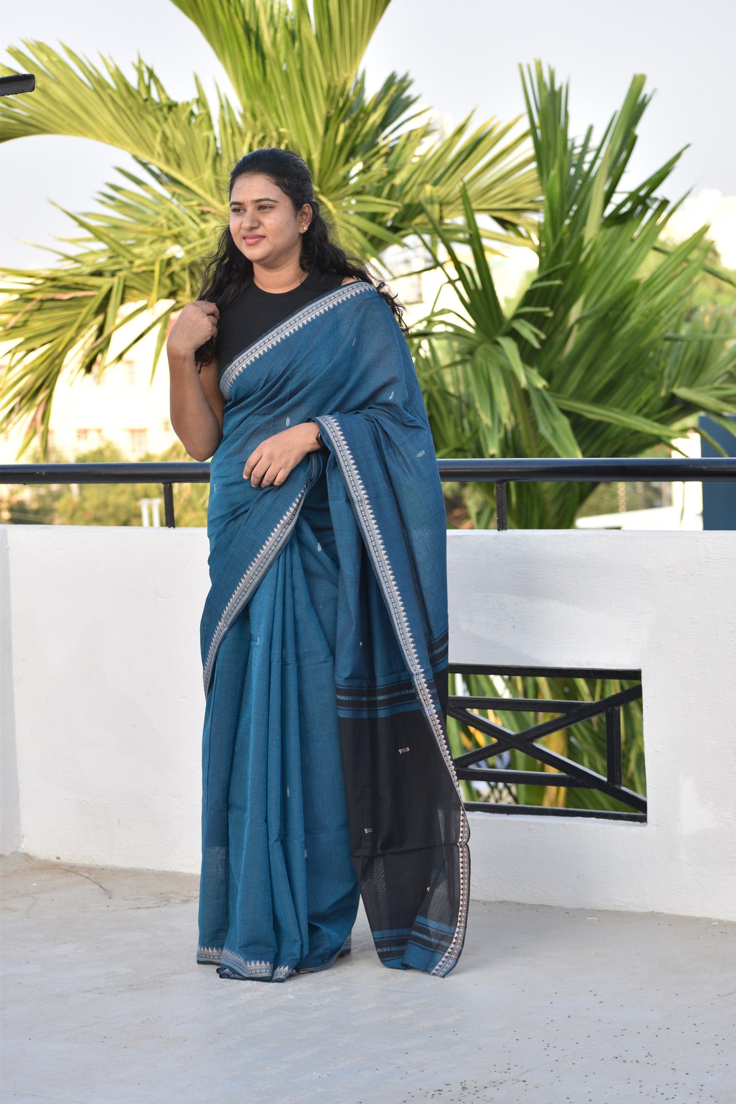 BLUE DHANIAKHALI SAREE