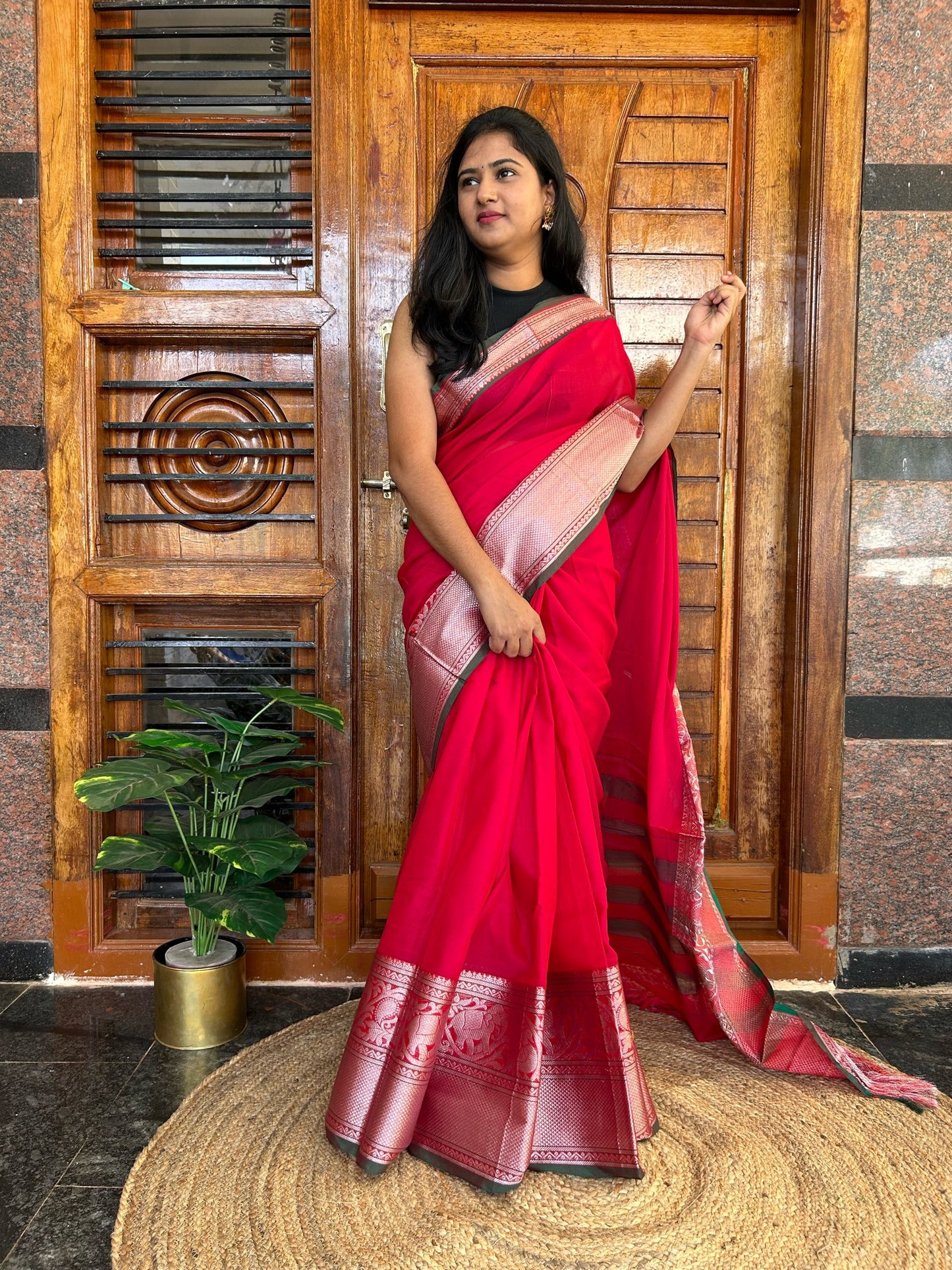 Pink Narayanpet saree.