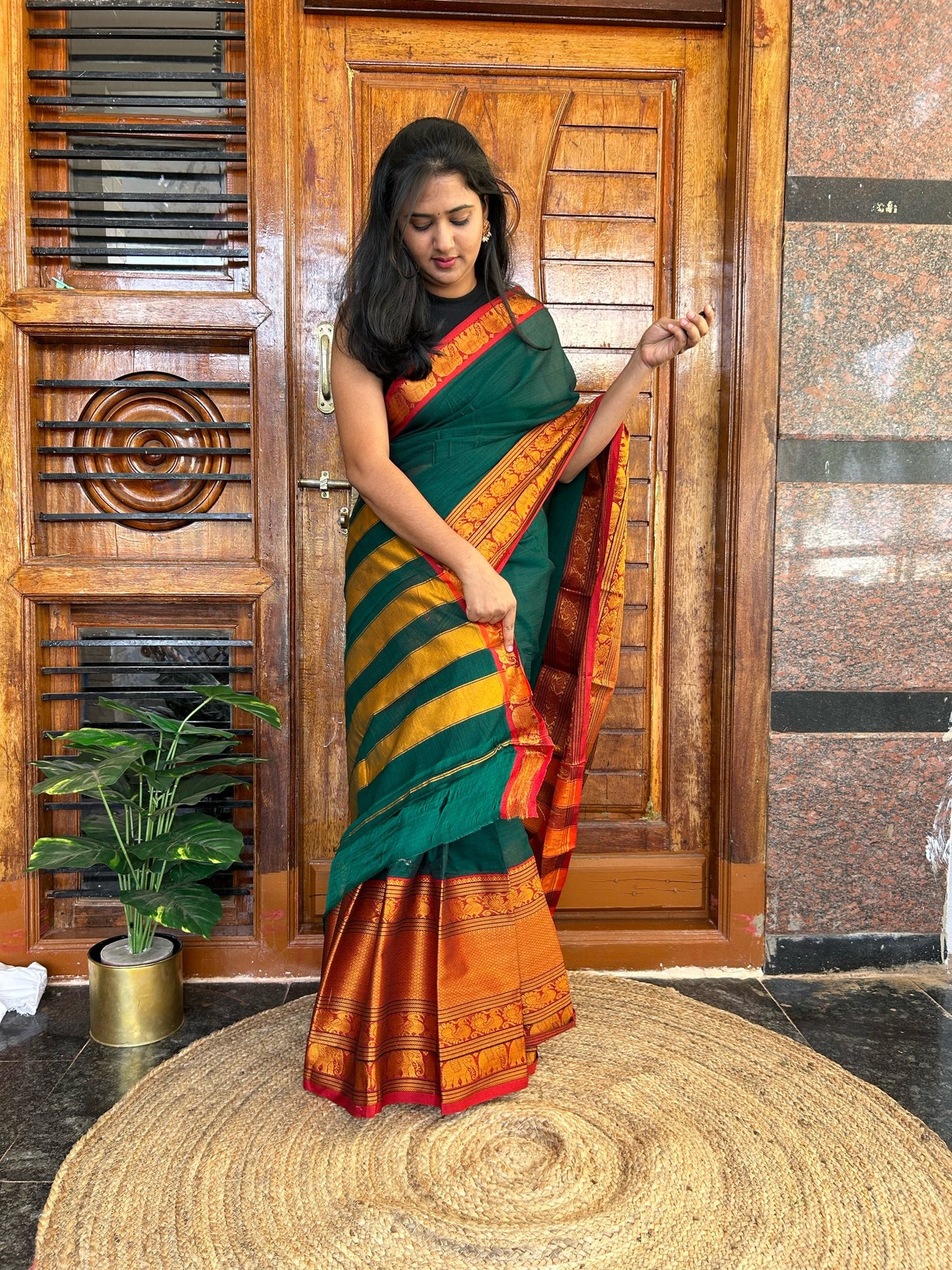 Green Narayanpet saree.