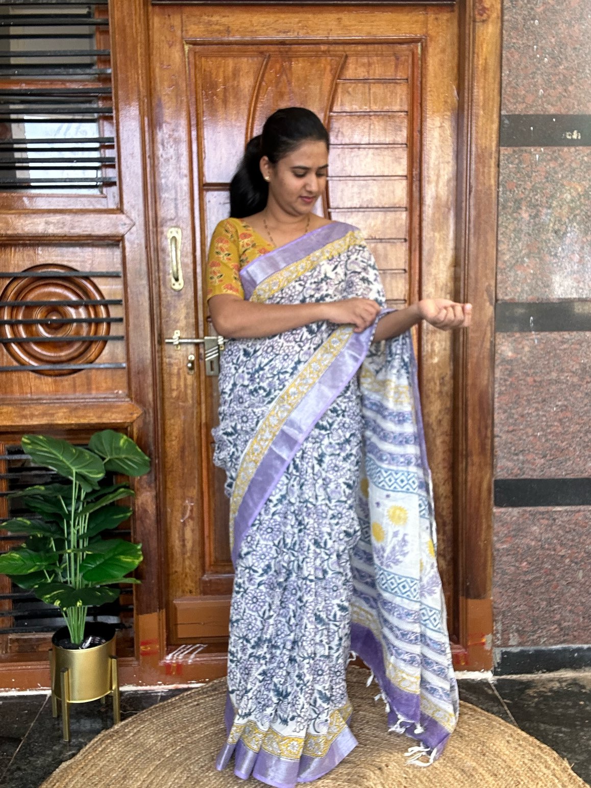 PURPLE LINEN SAREE