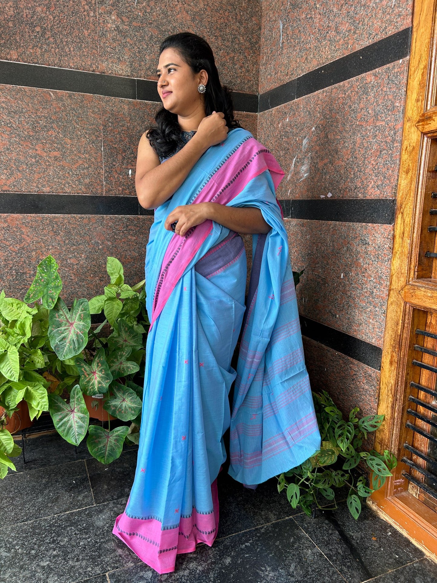 BLUE DHANIAKHALI SAREE
