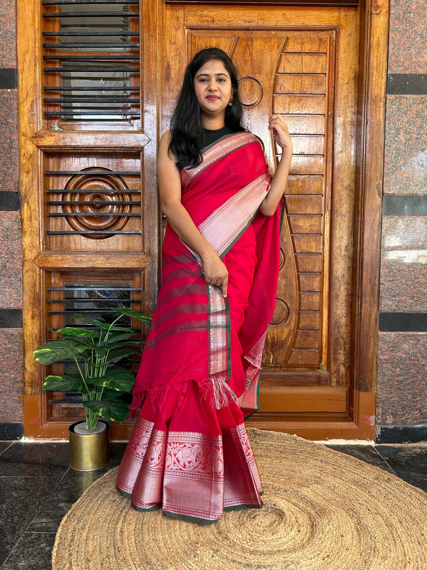 Pink Narayanpet saree.