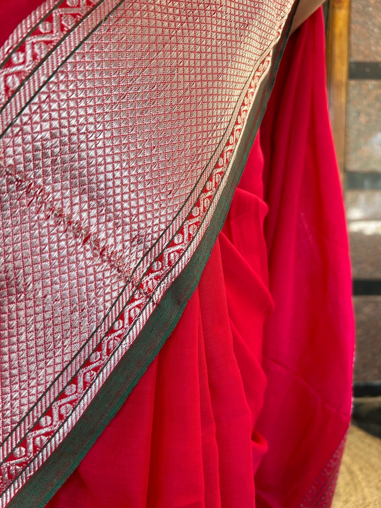 Pink Narayanpet saree.