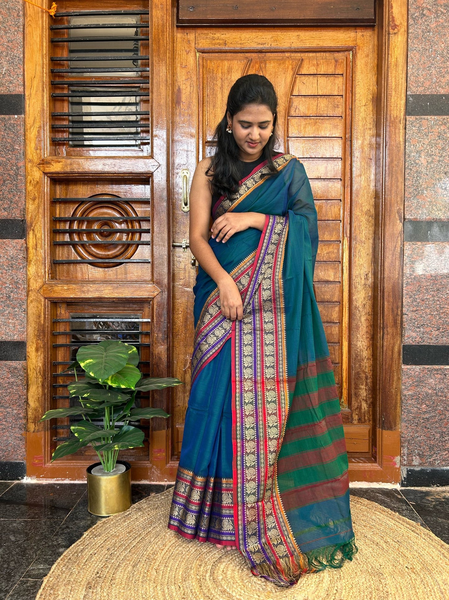 Blue Narayanpet saree.