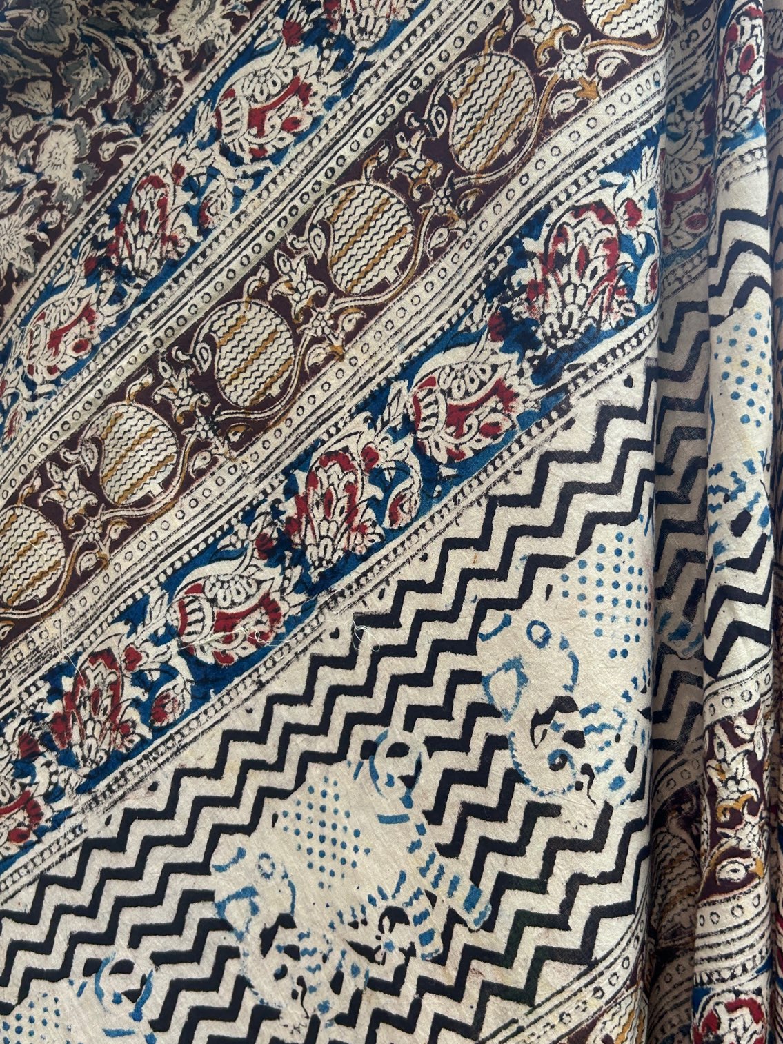 Brown kalamkari mul saree
