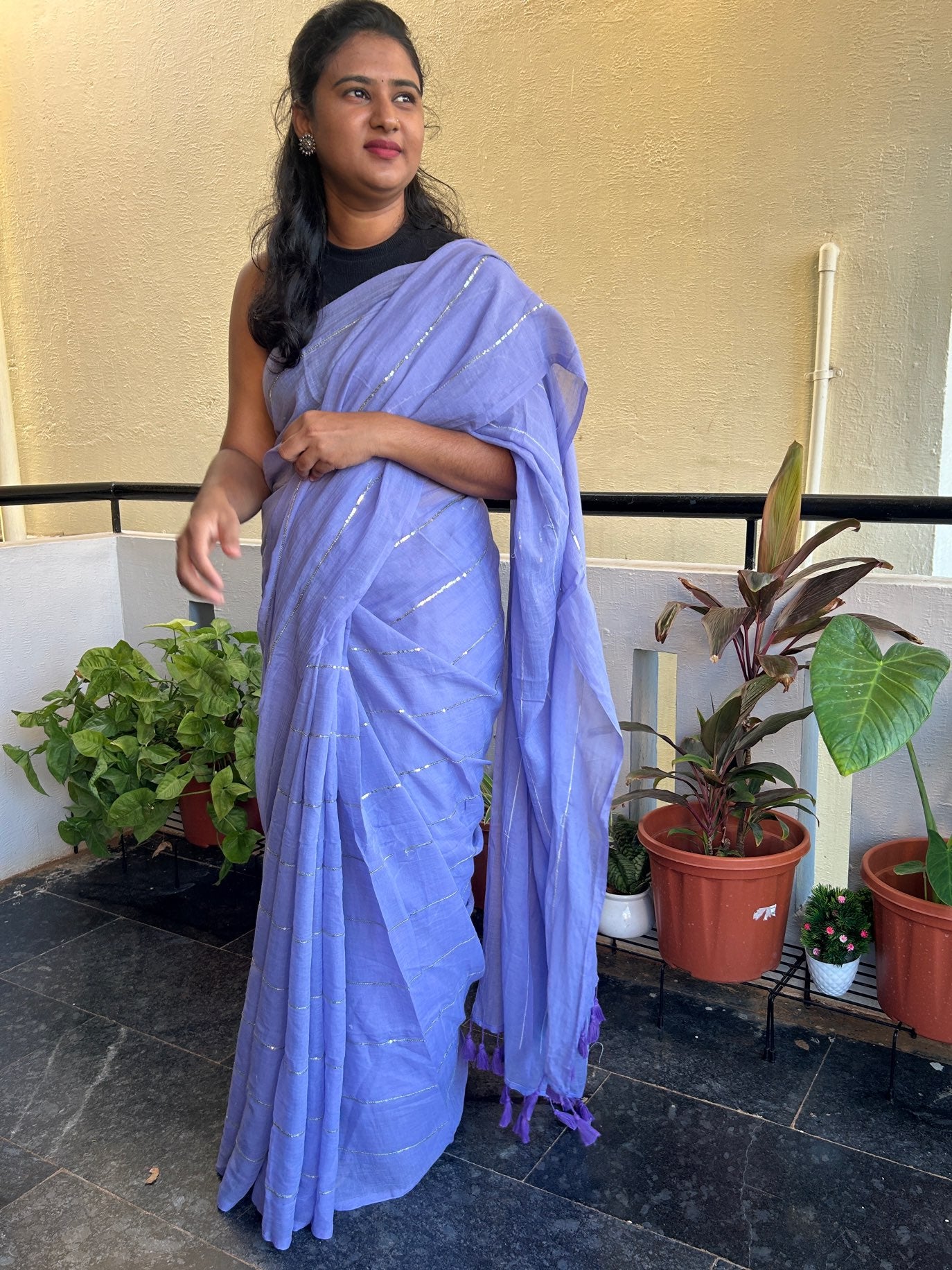 PURPLE MUL SAREE