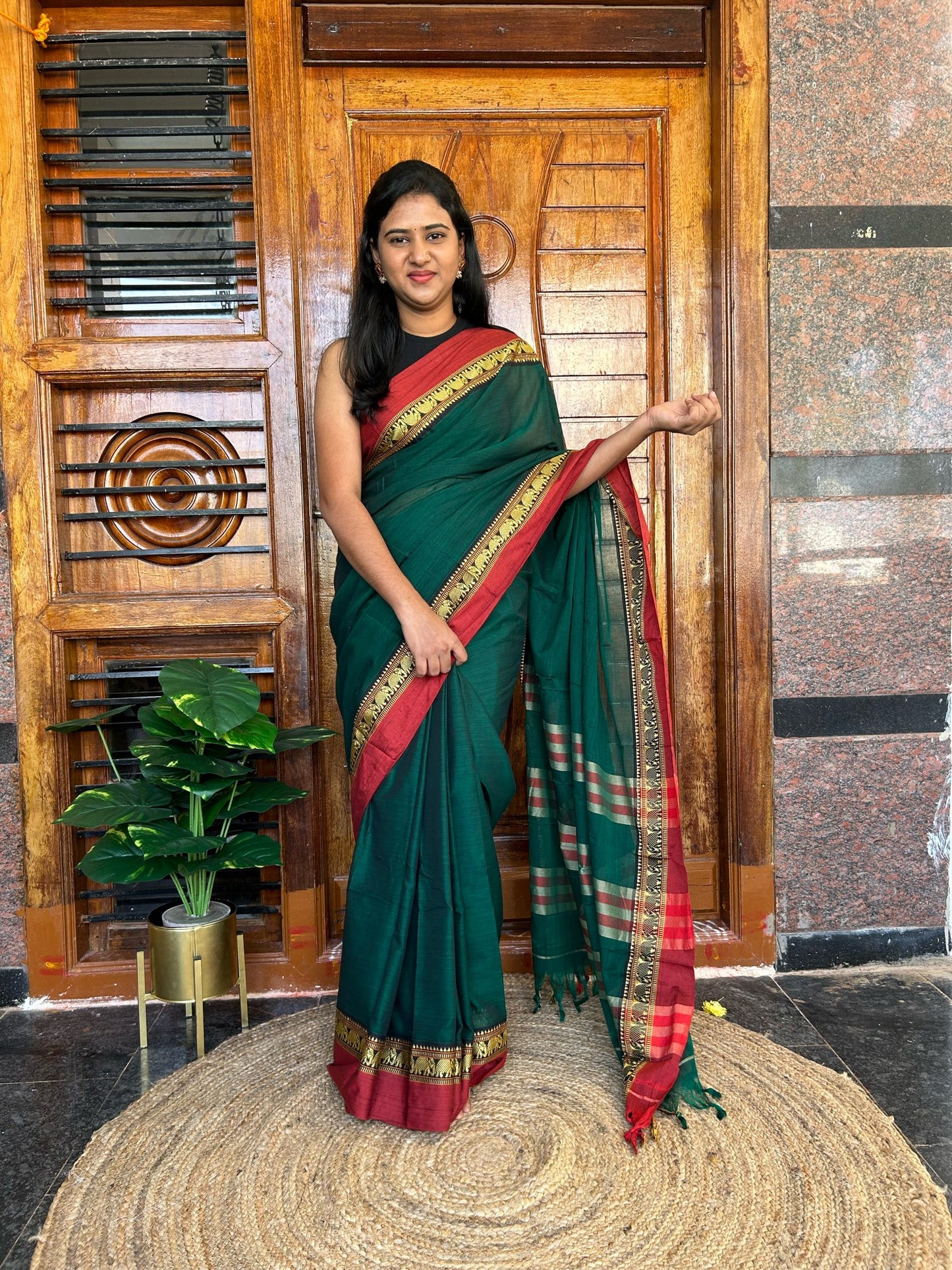 Green Narayanpet saree.