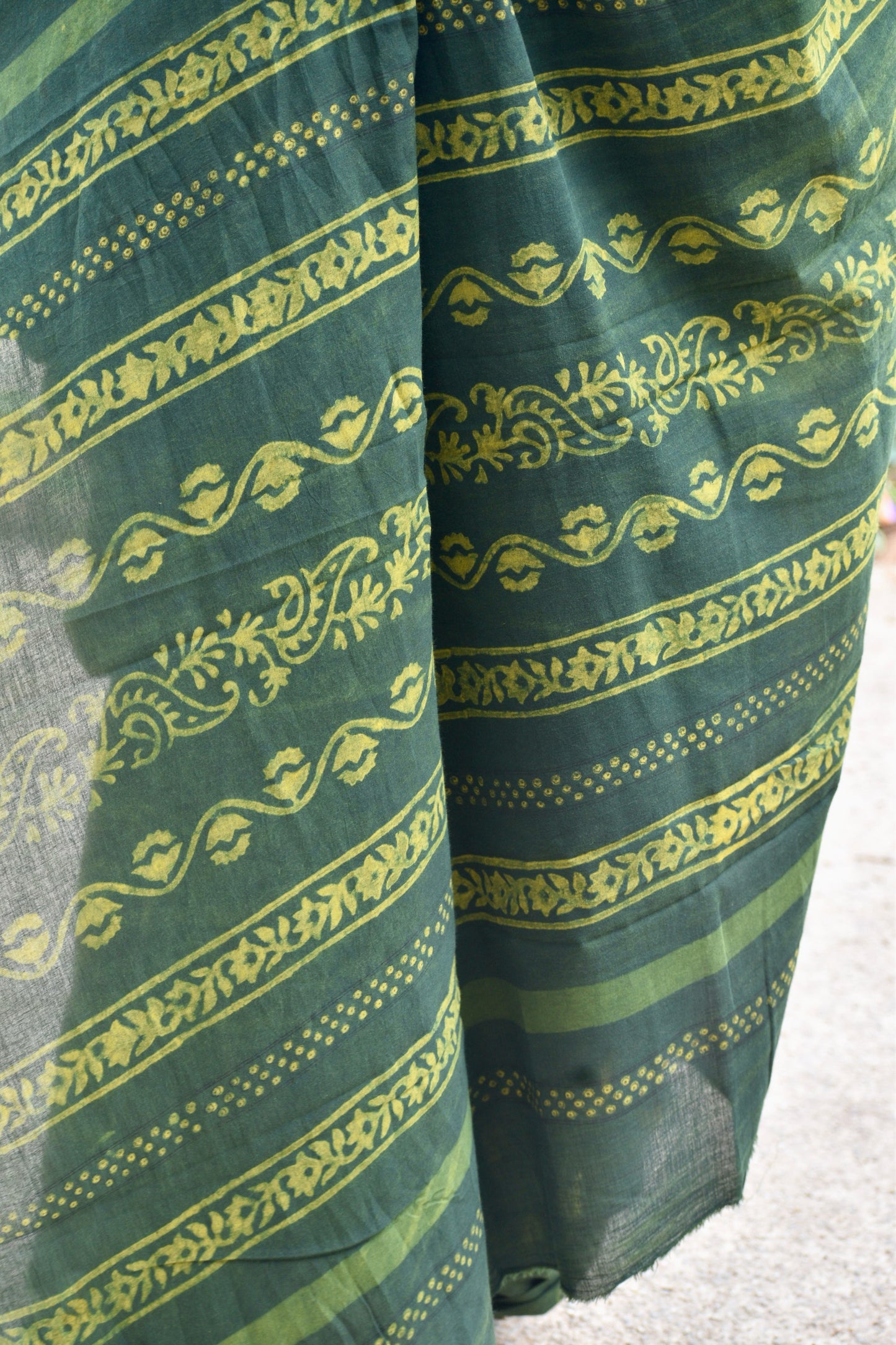 Green dabu mul saree