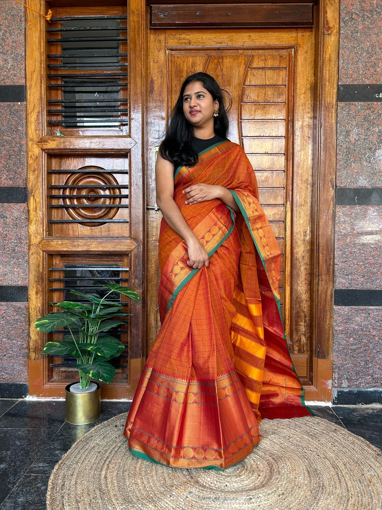 Orange Narayanpet saree.
