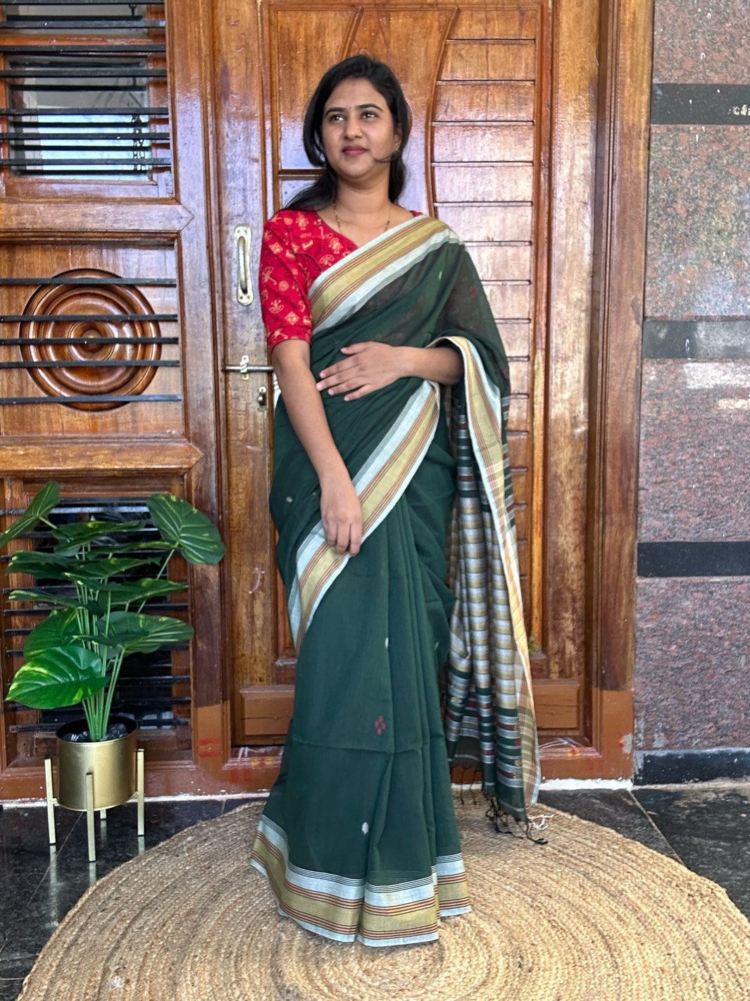 Green jamdani saree