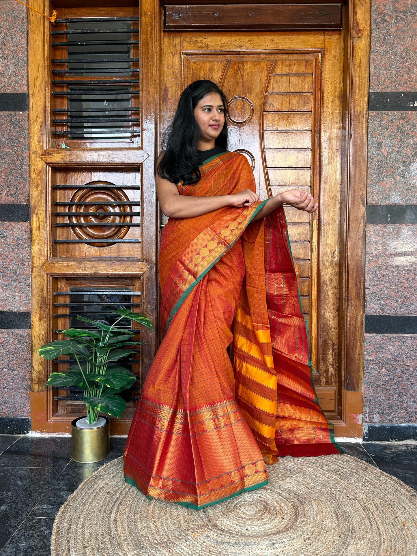 Orange Narayanpet saree.