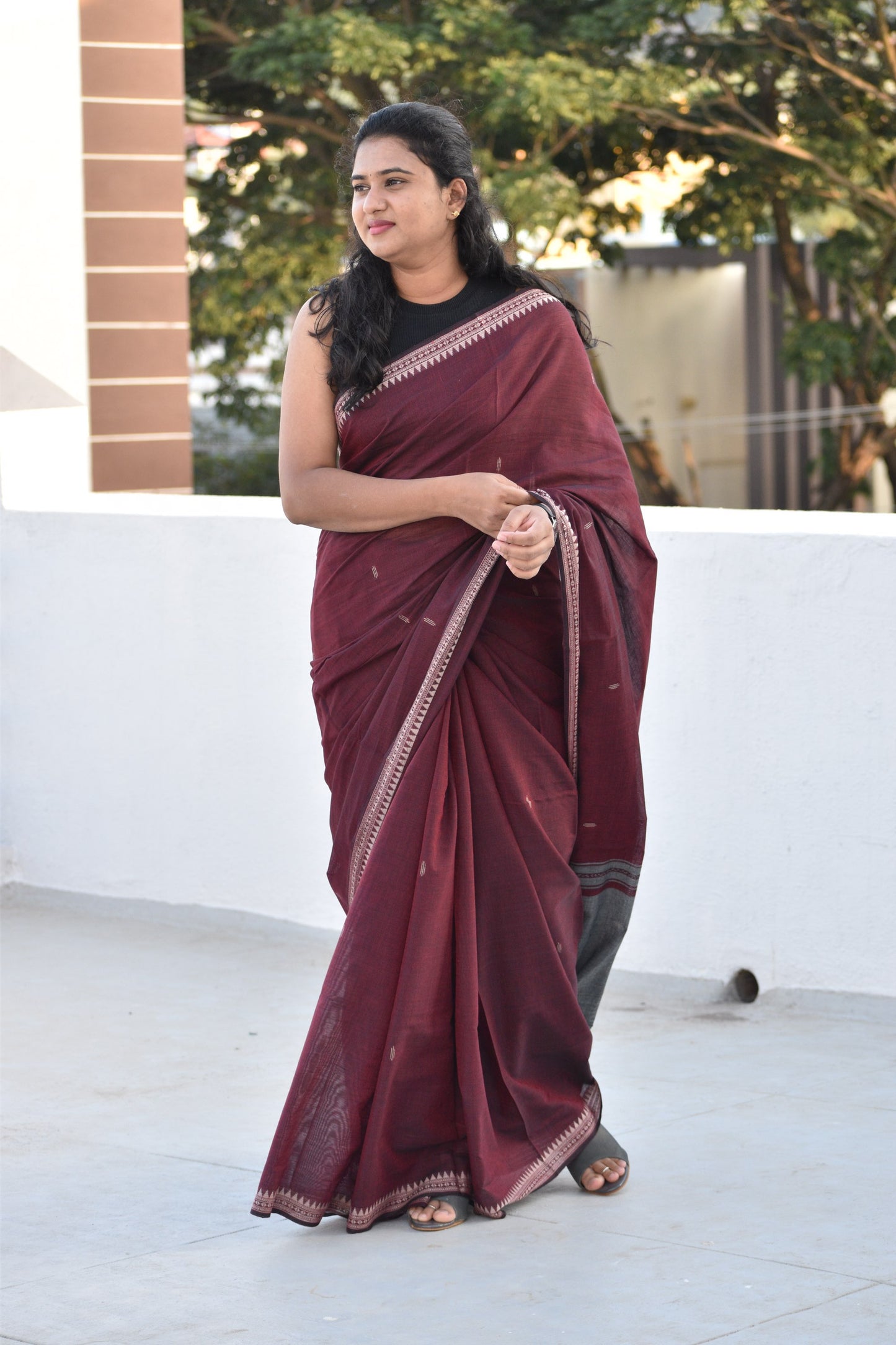 MAROON DHANIAKHALI SAREE