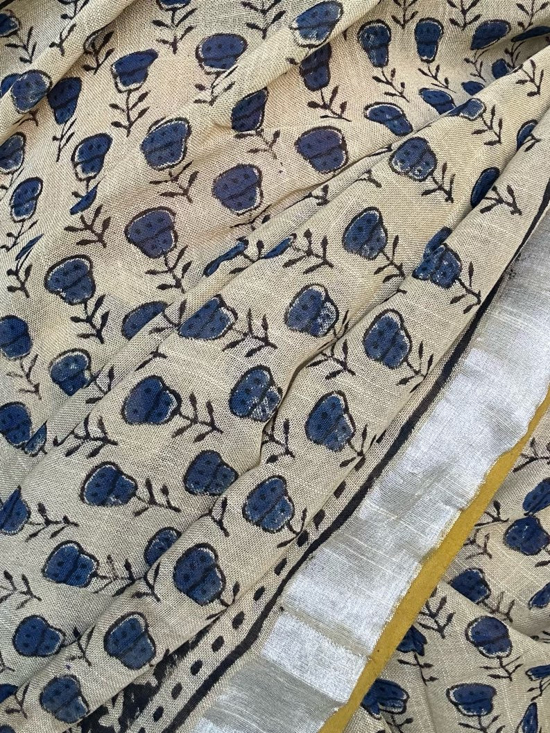 YELLOW LINEN SAREE