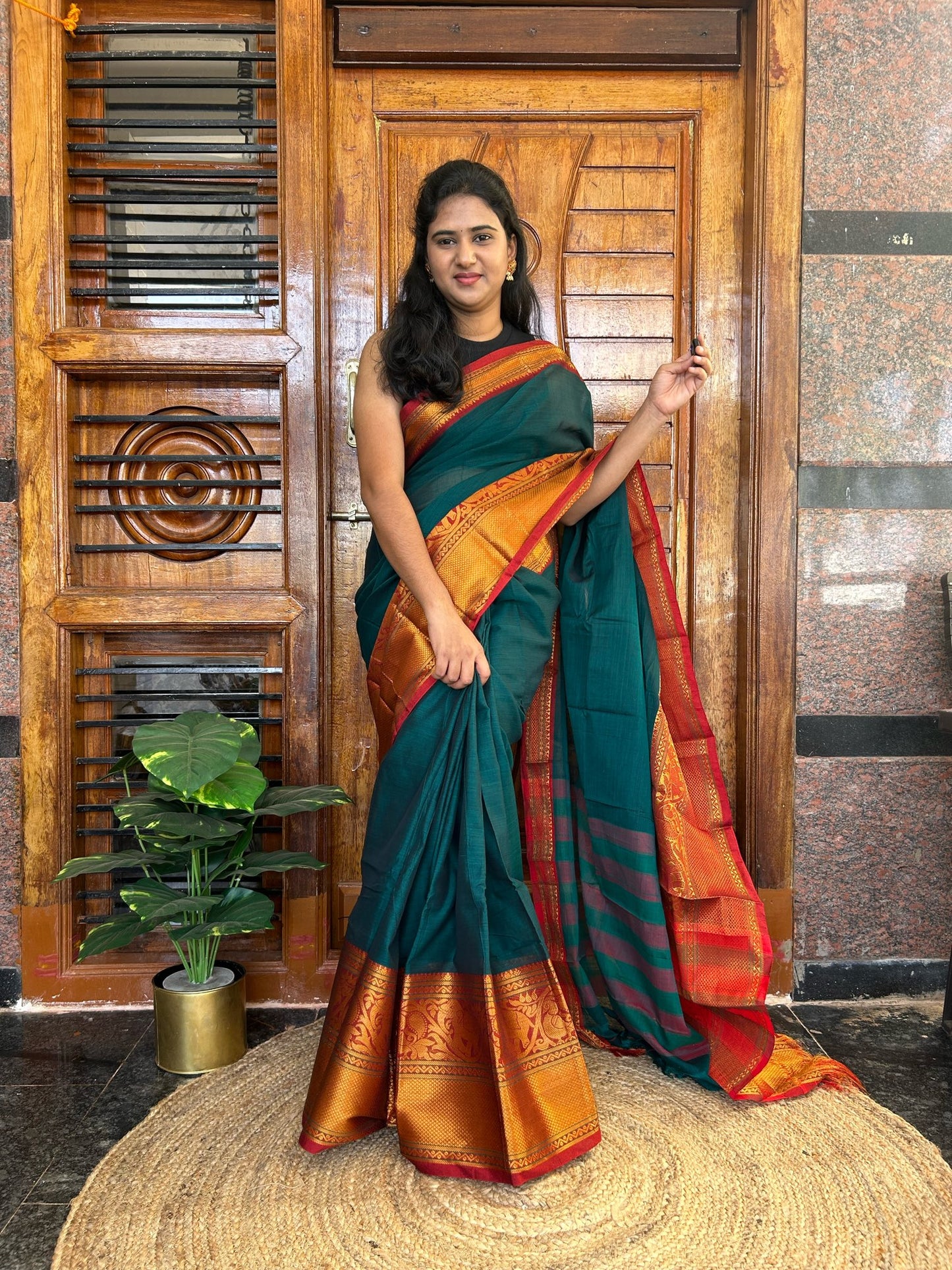 Green Narayanpet saree.