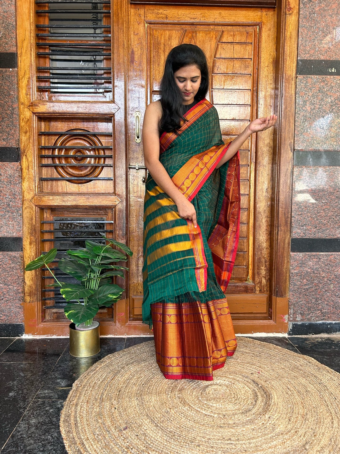 Green Narayanpet saree.