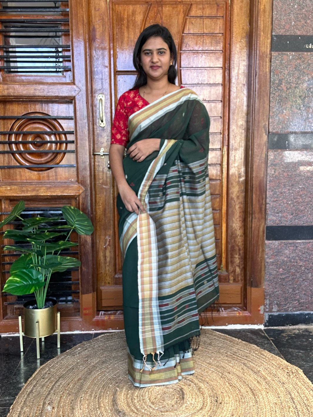 Green jamdani saree