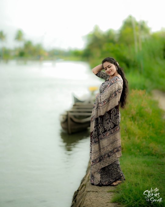 Black kalamkari mul saree