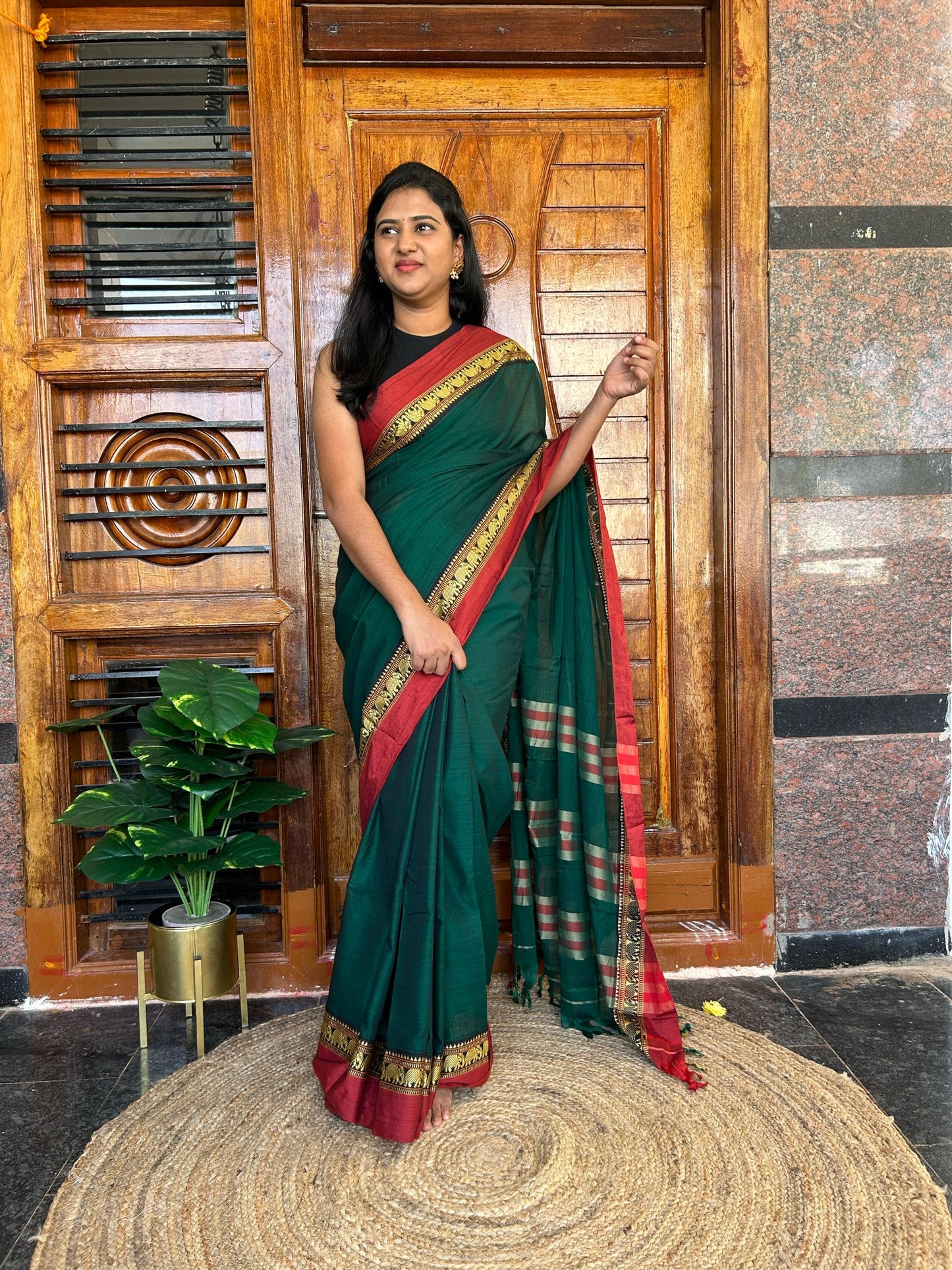 Green Narayanpet saree.