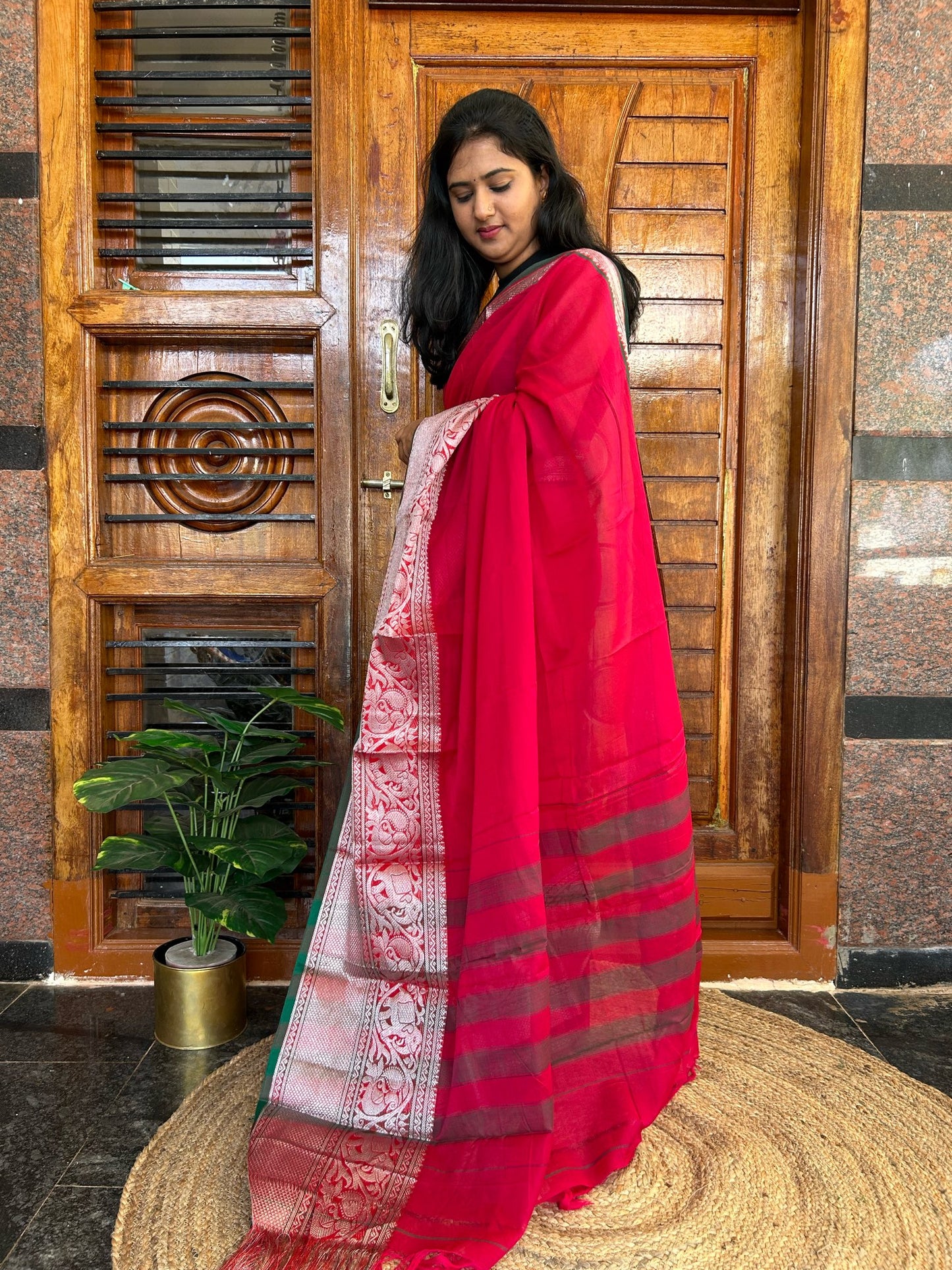 Pink Narayanpet saree.