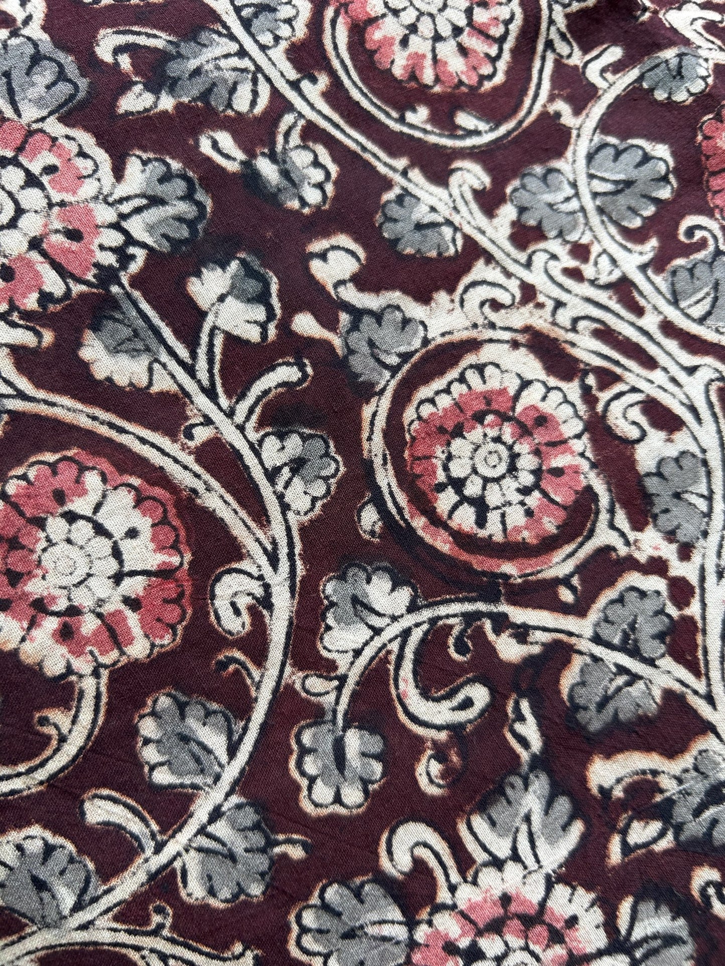 Brown kalamkari mul saree