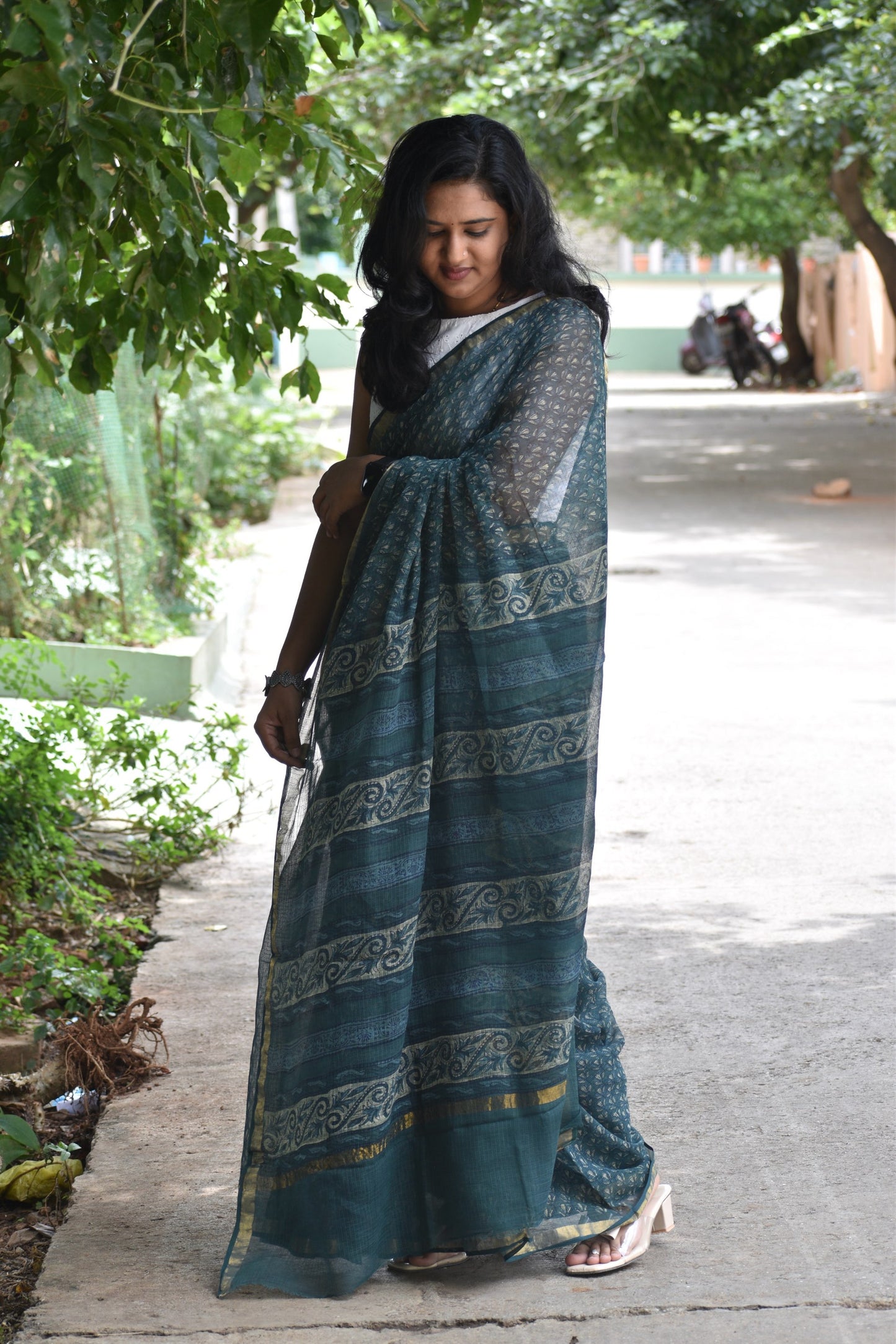 Green dabu kota saree