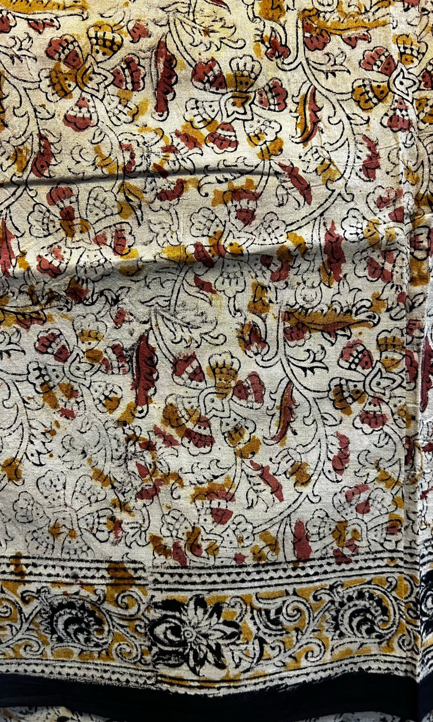 Black kalamkari mul saree