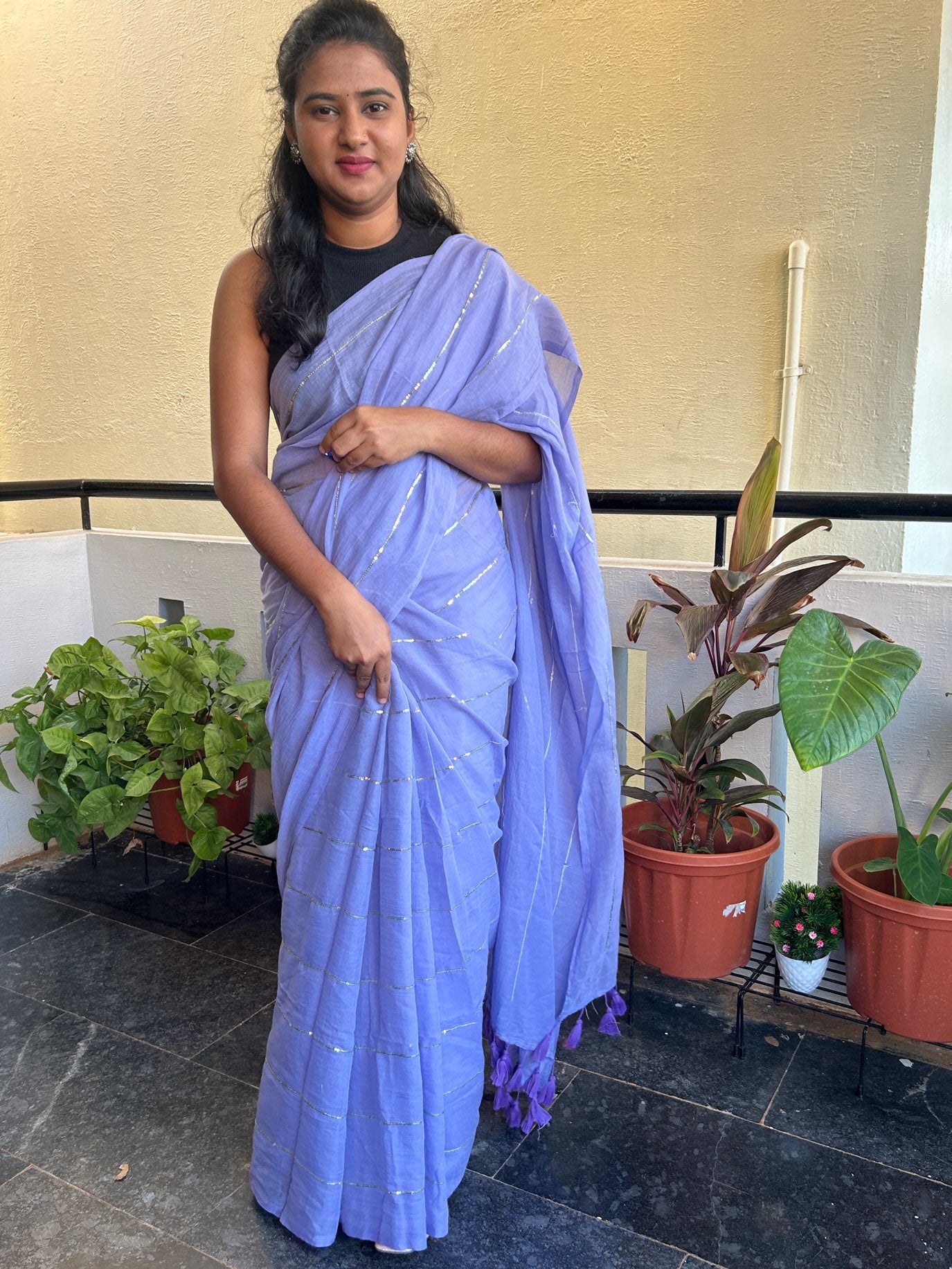 PURPLE MUL SAREE