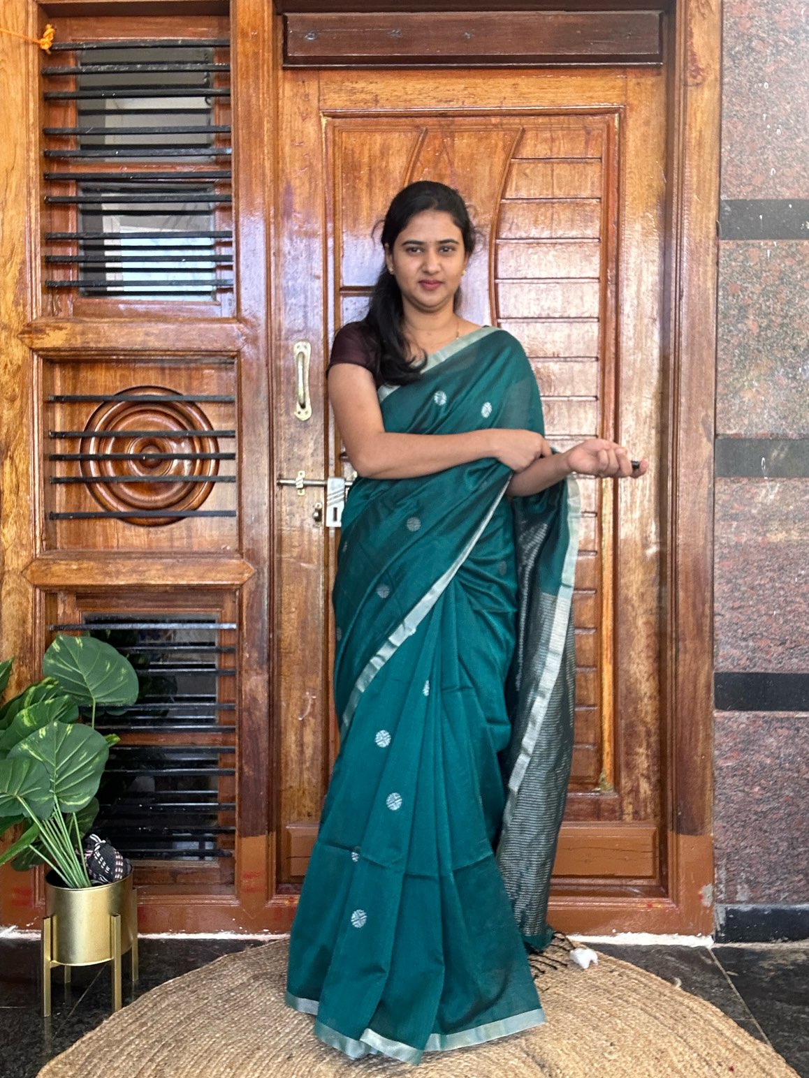 GREEN ZARI BUTI SAREE
