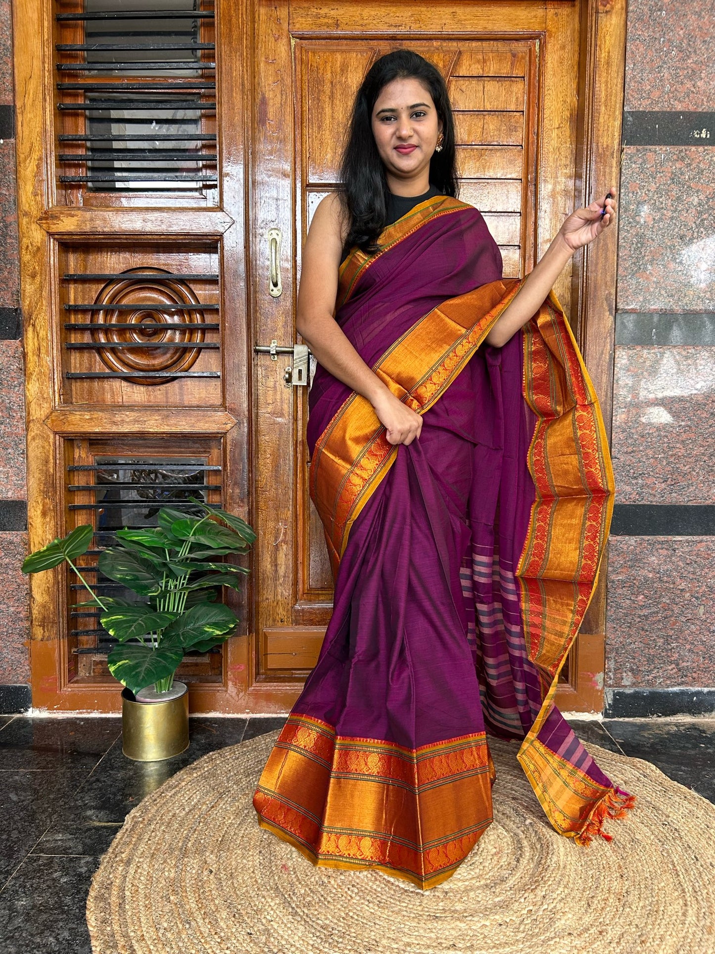 Magenta pink Narayanpet saree.