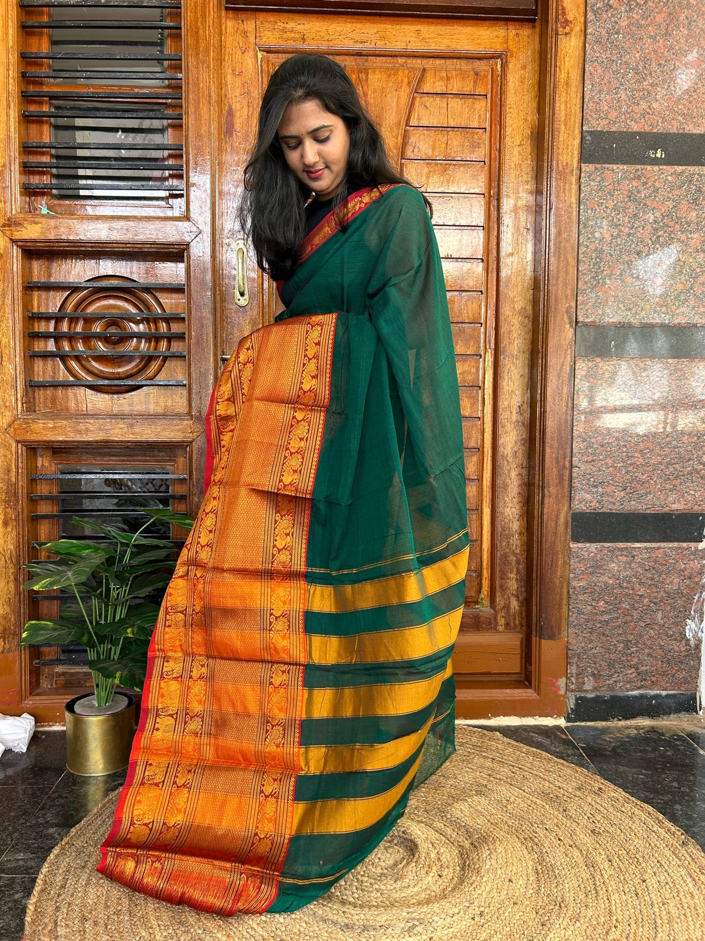 Green Narayanpet saree.