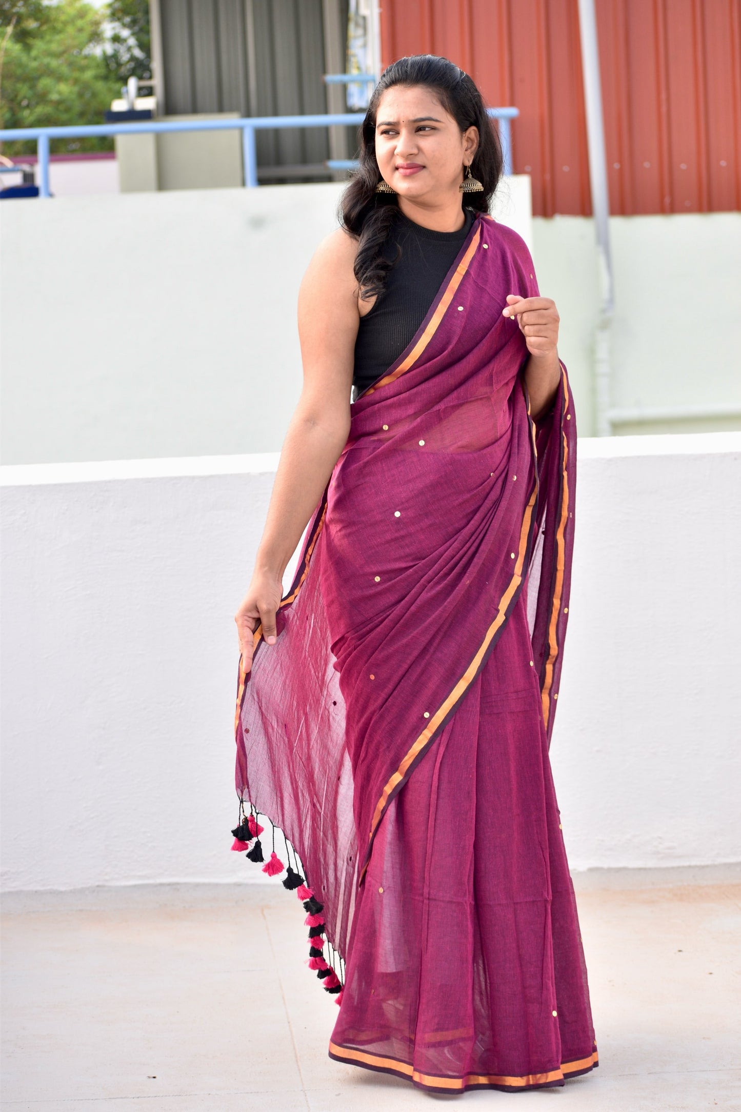 PURPLE MUL SAREE