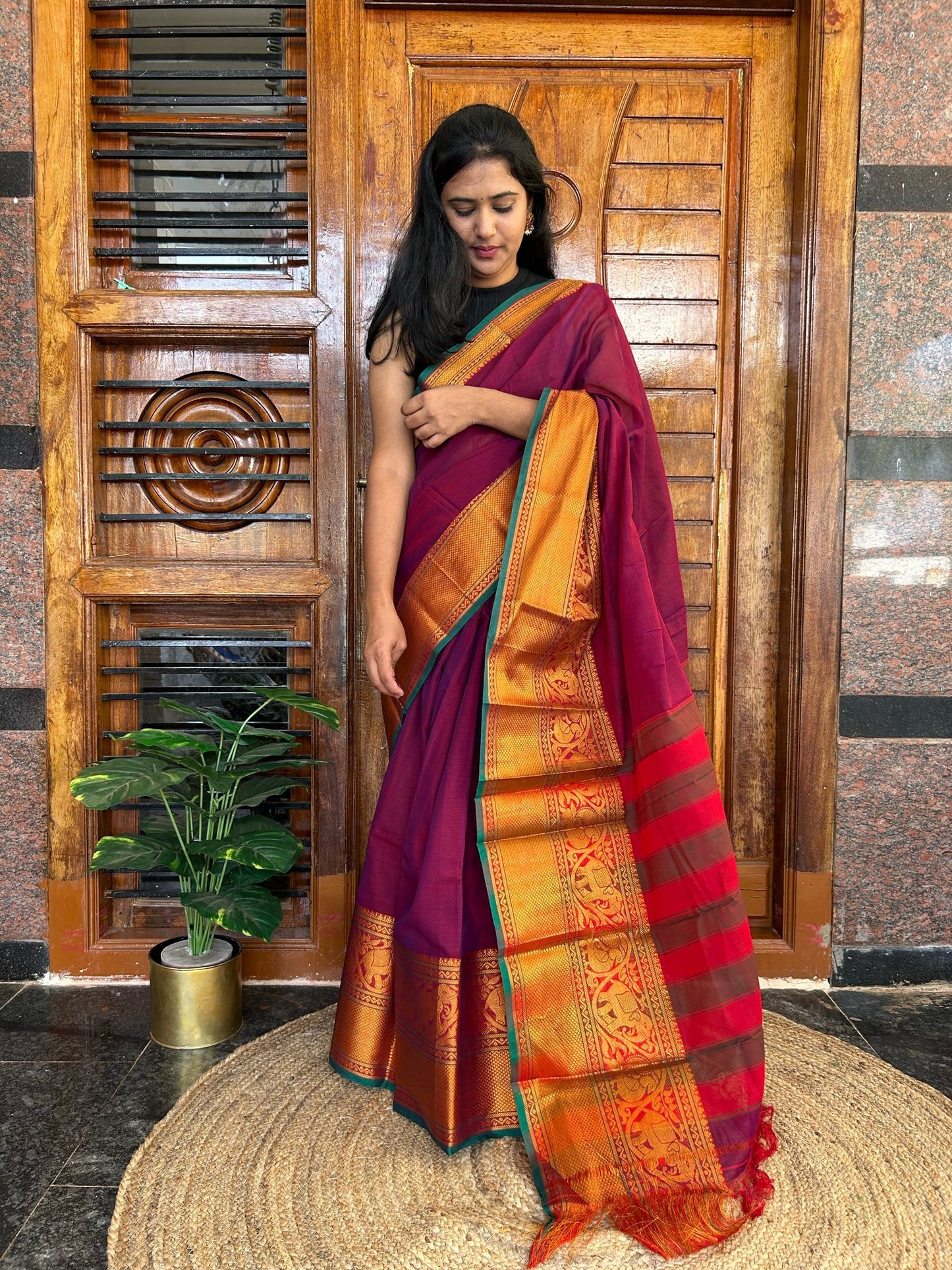 Pink Narayanpet saree.