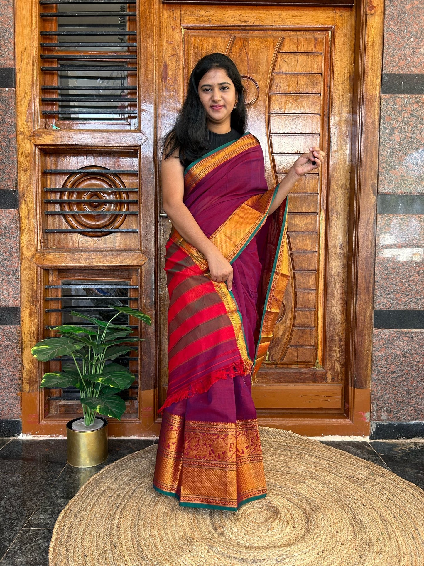 Pink Narayanpet saree.
