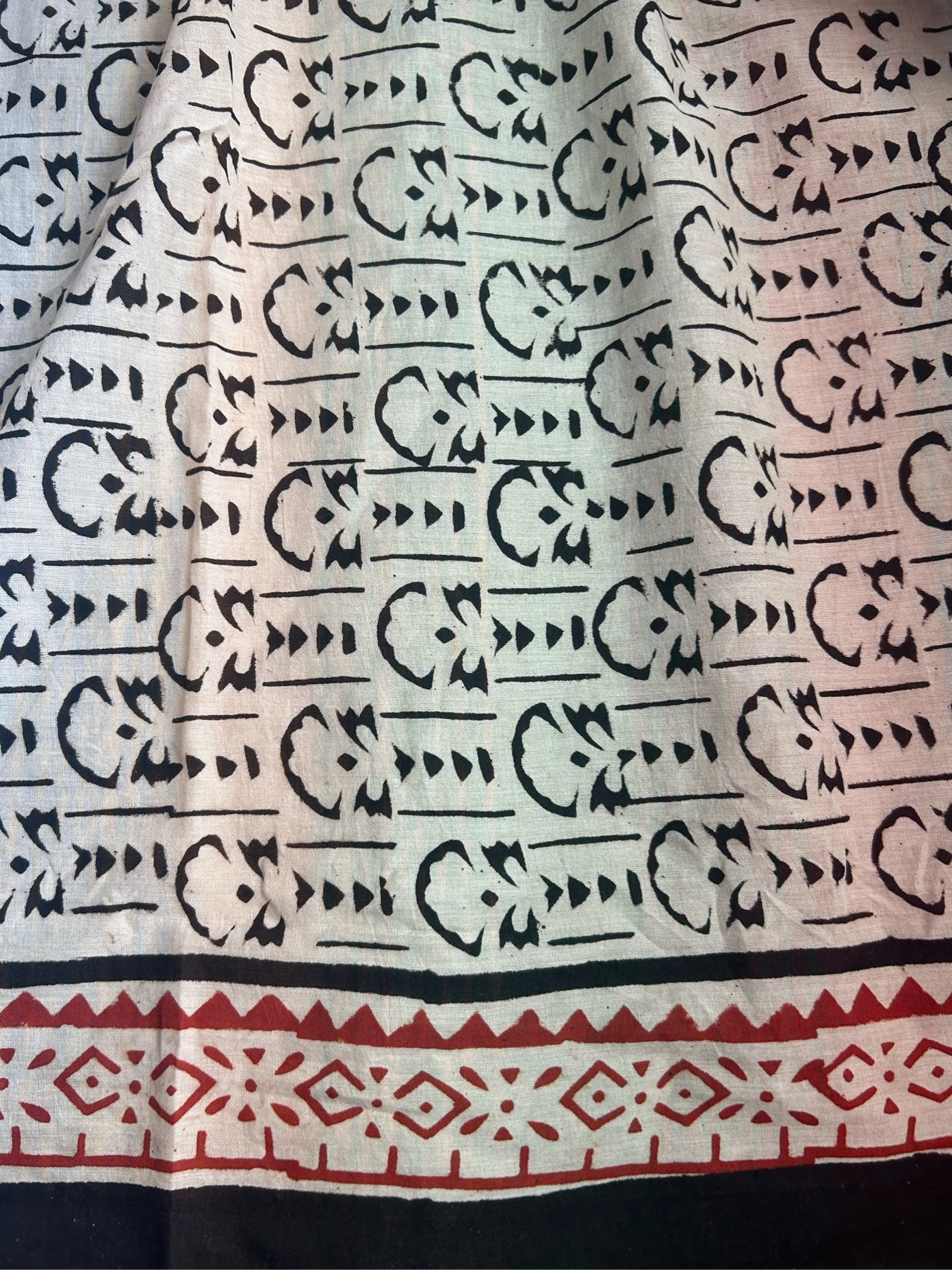 Black handblock mulmul cotton saree