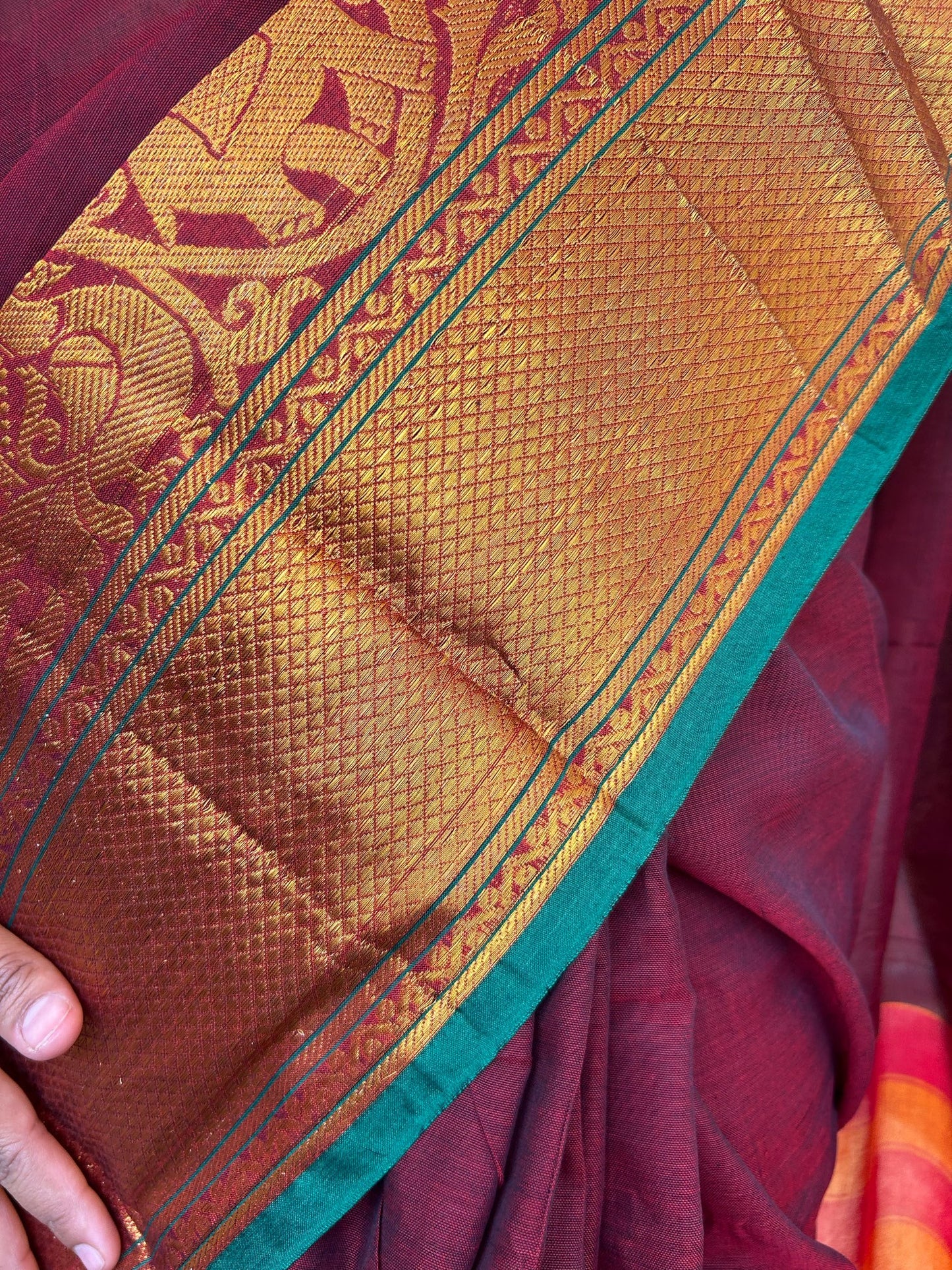 Brown Narayanpet saree.