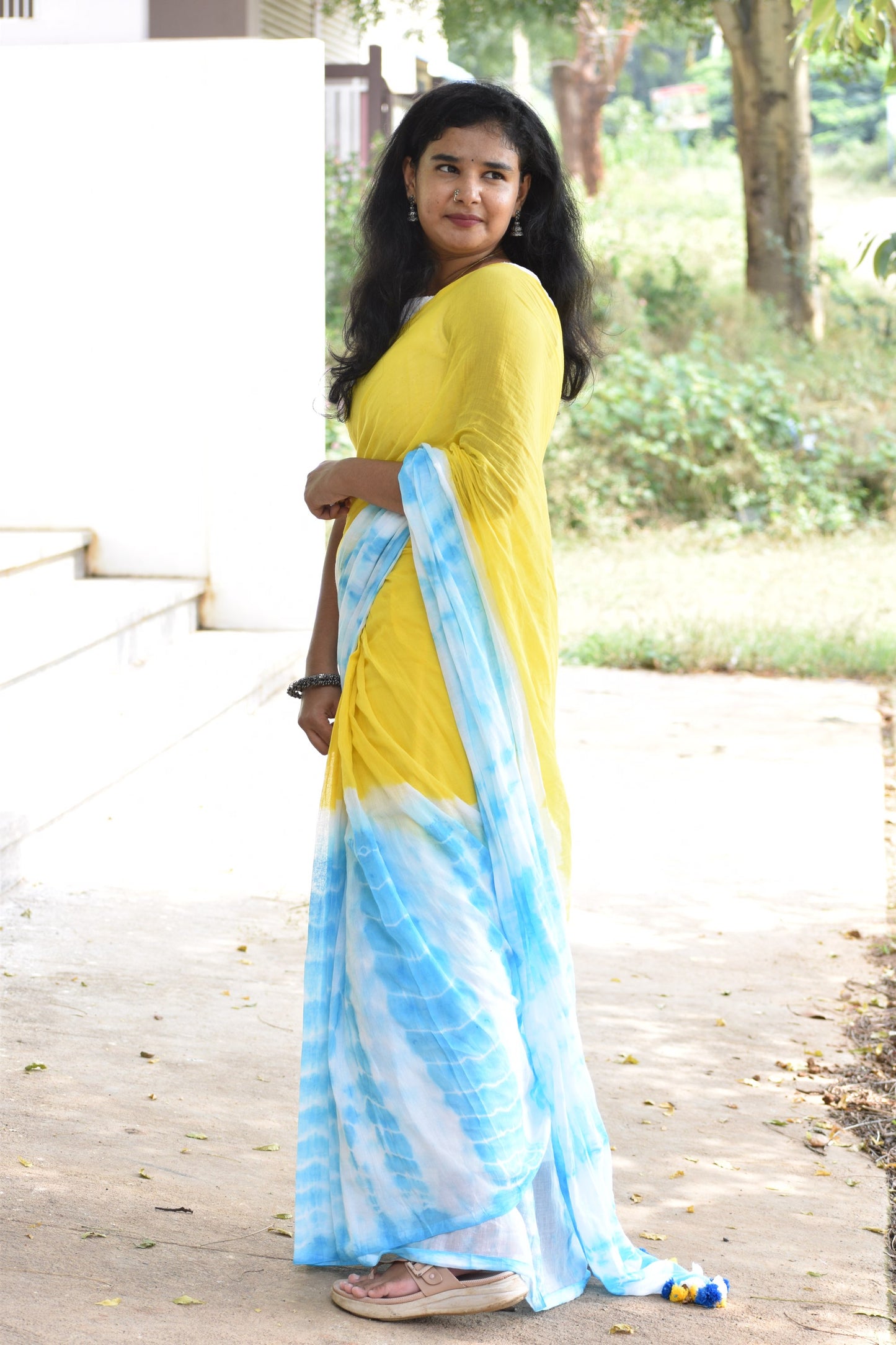 YELLOW MUL SAREE