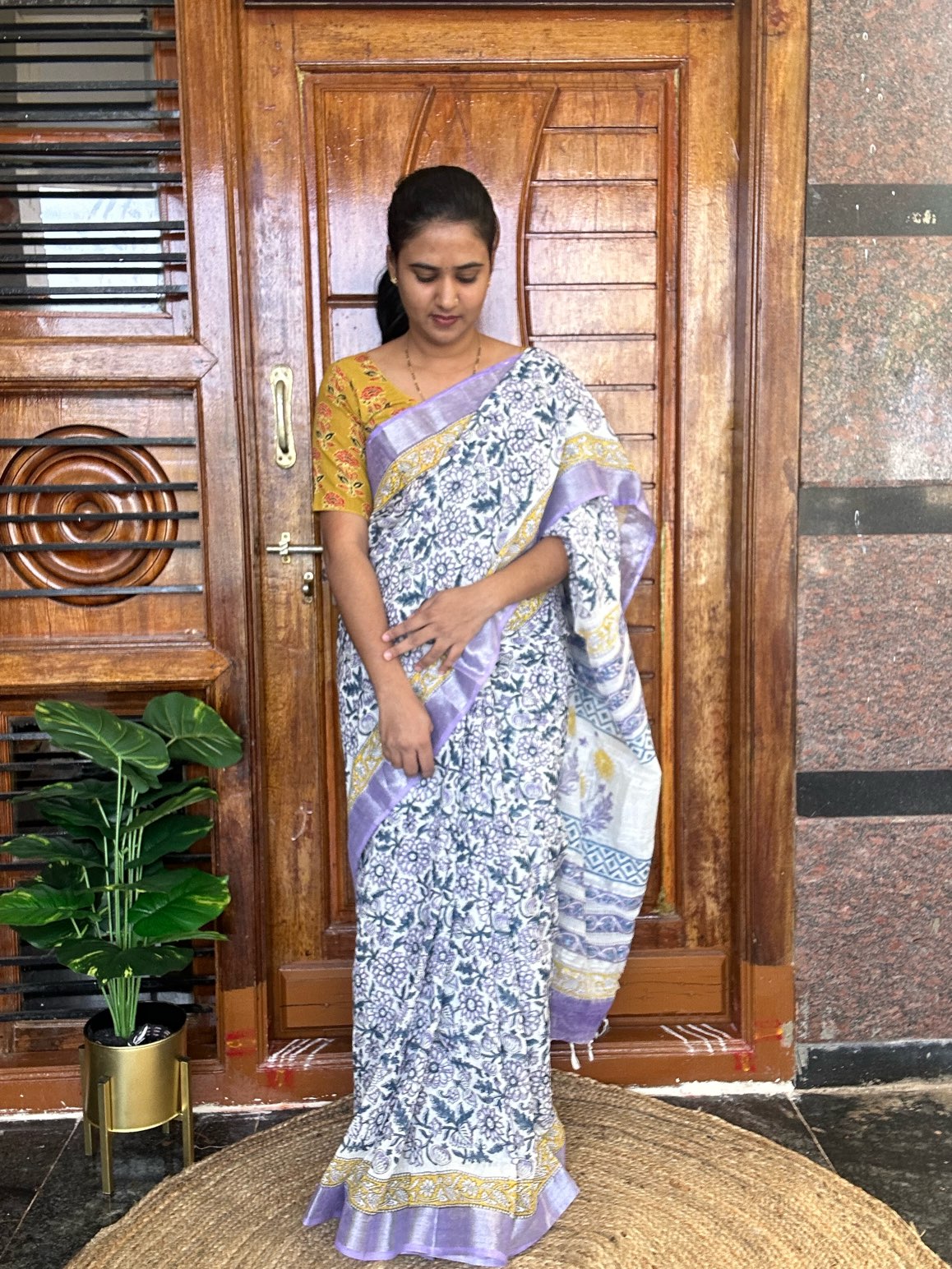 PURPLE LINEN SAREE