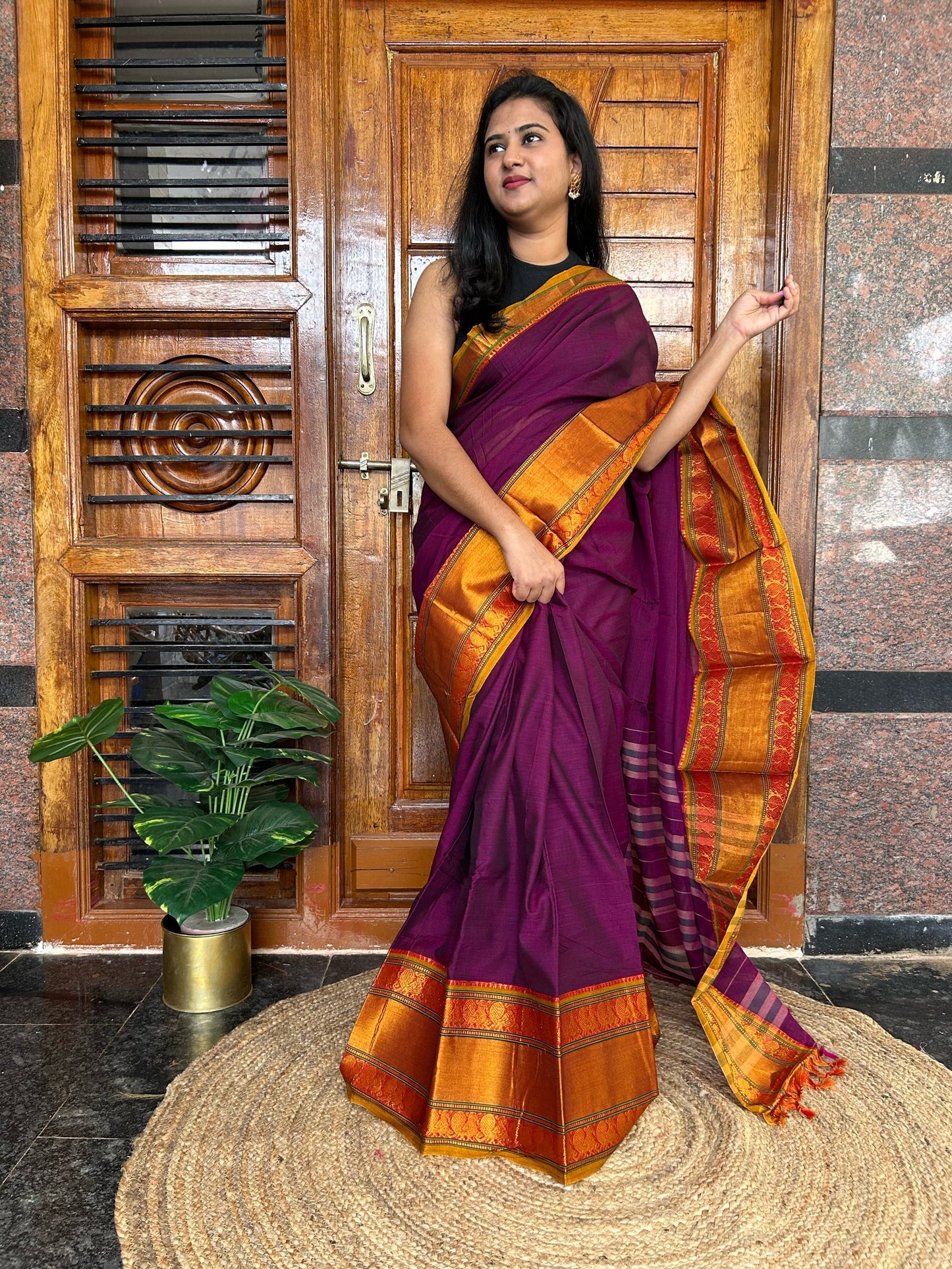 Magenta pink Narayanpet saree.