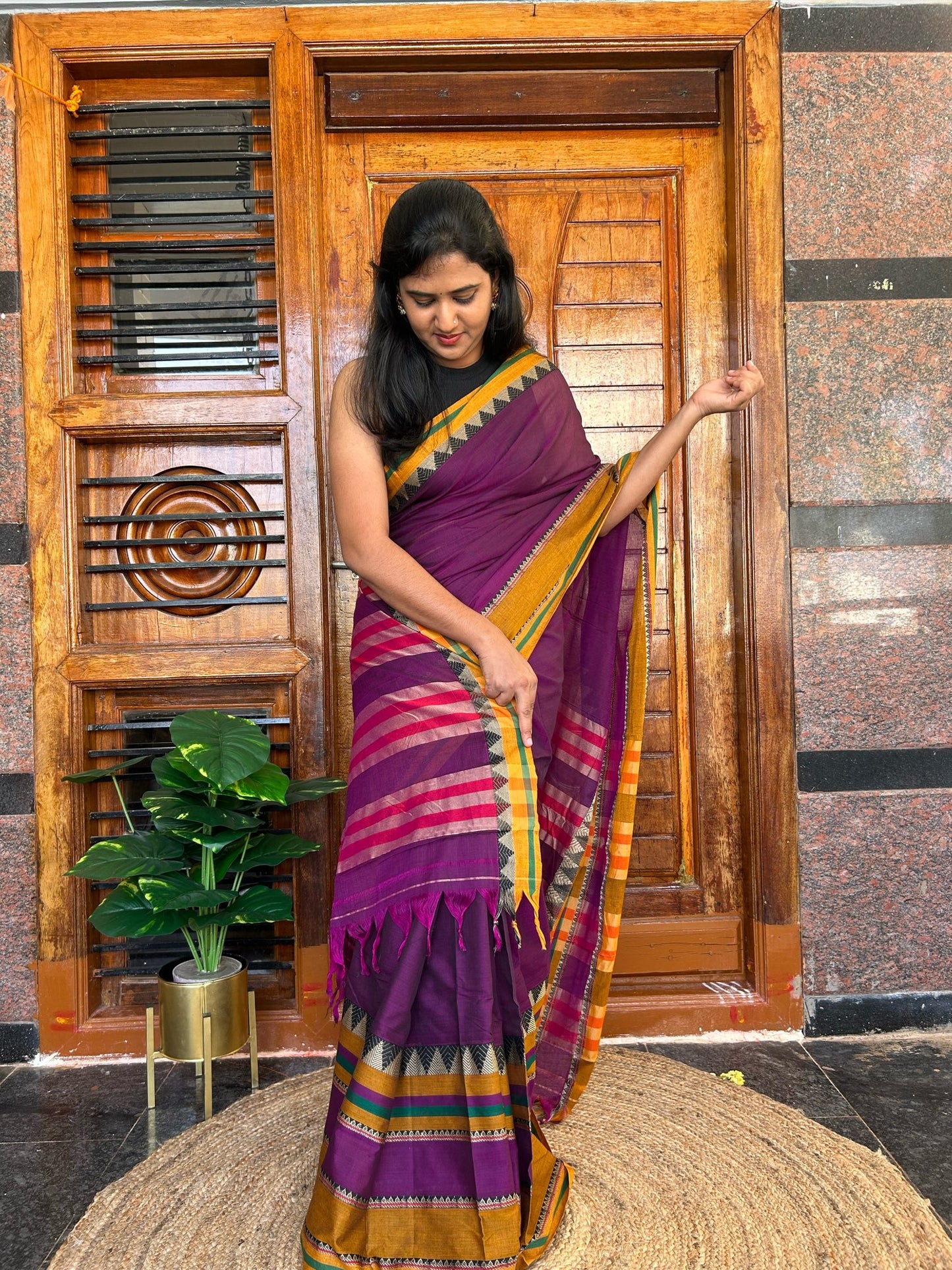 Purple Narayanpet saree.