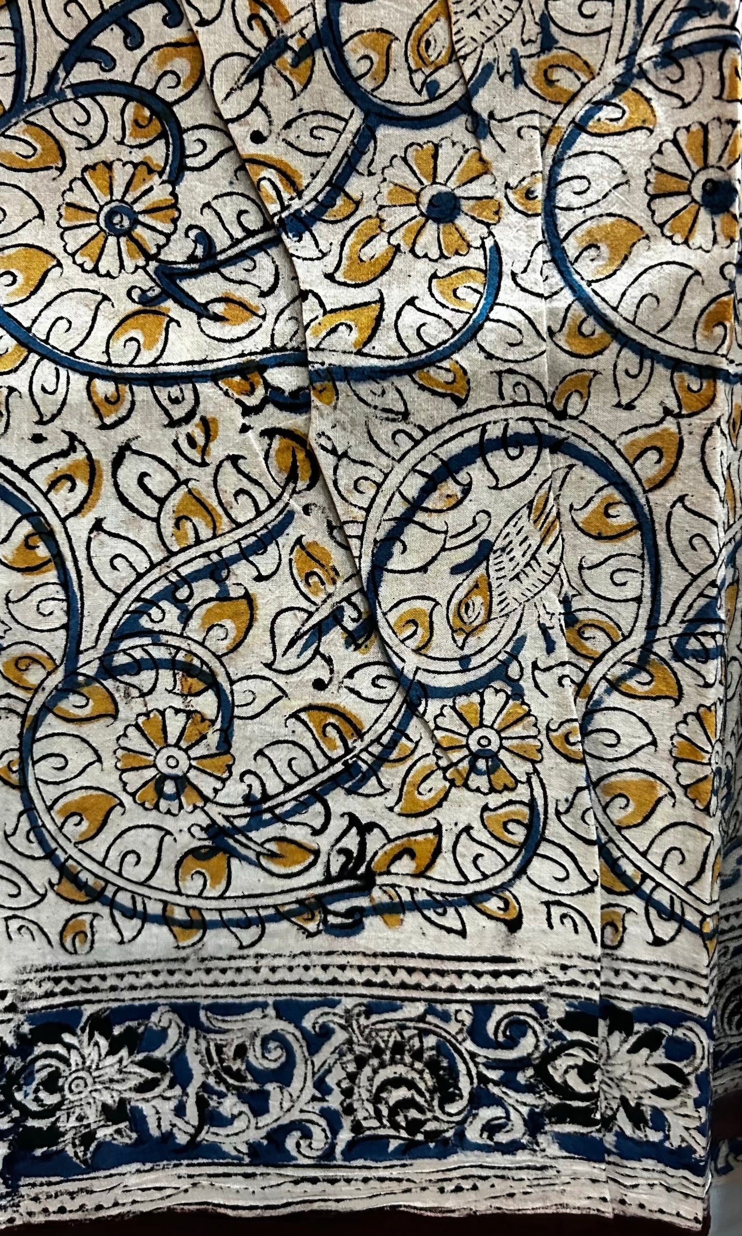 Brown kalamkari mul saree