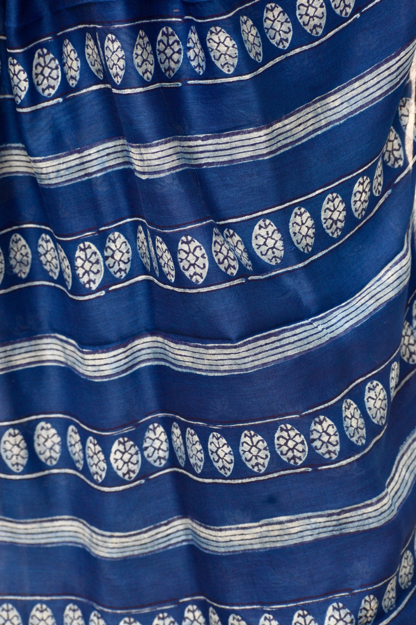 Blue dabu chanderi silk saree