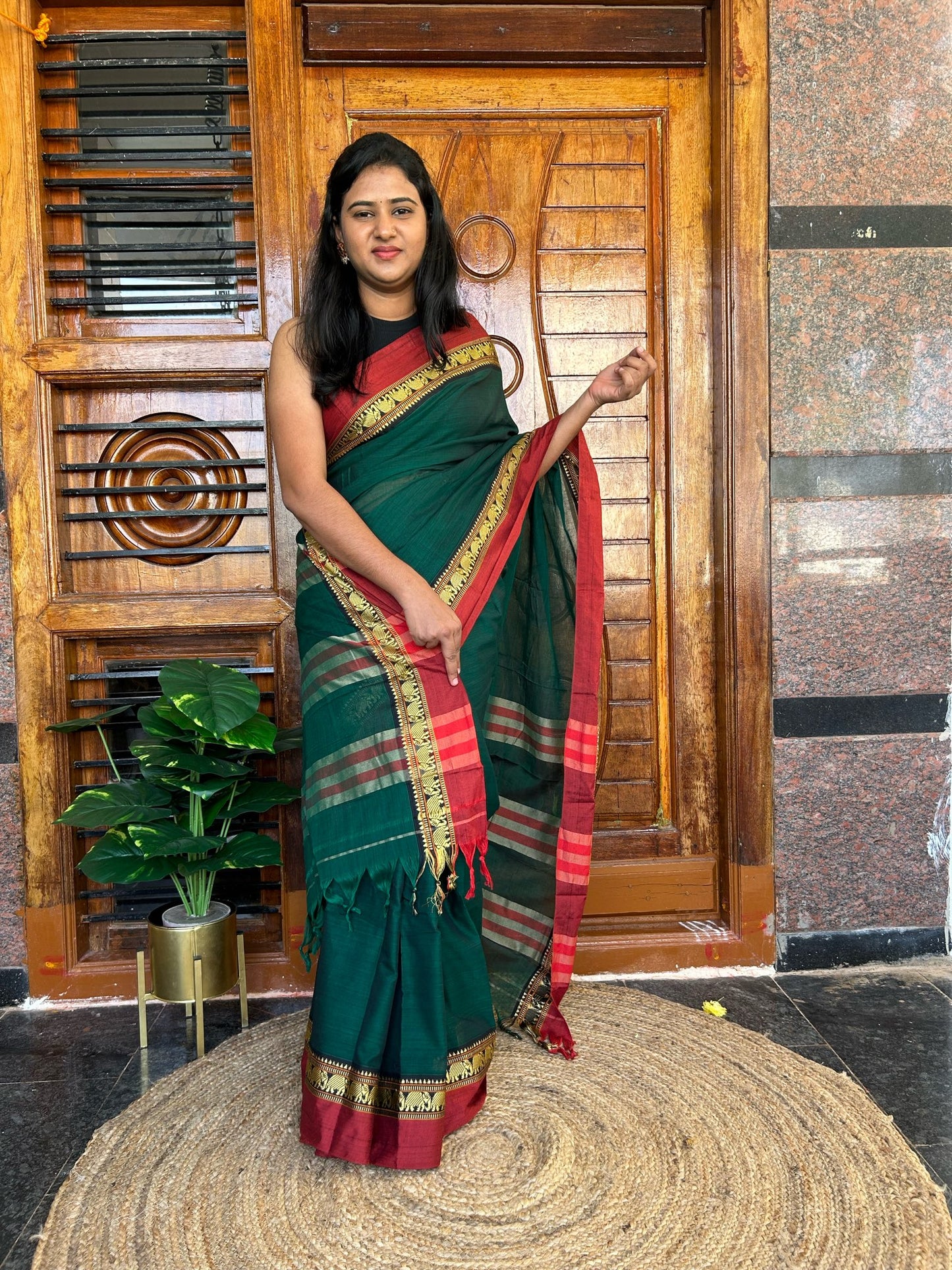 Green Narayanpet saree.