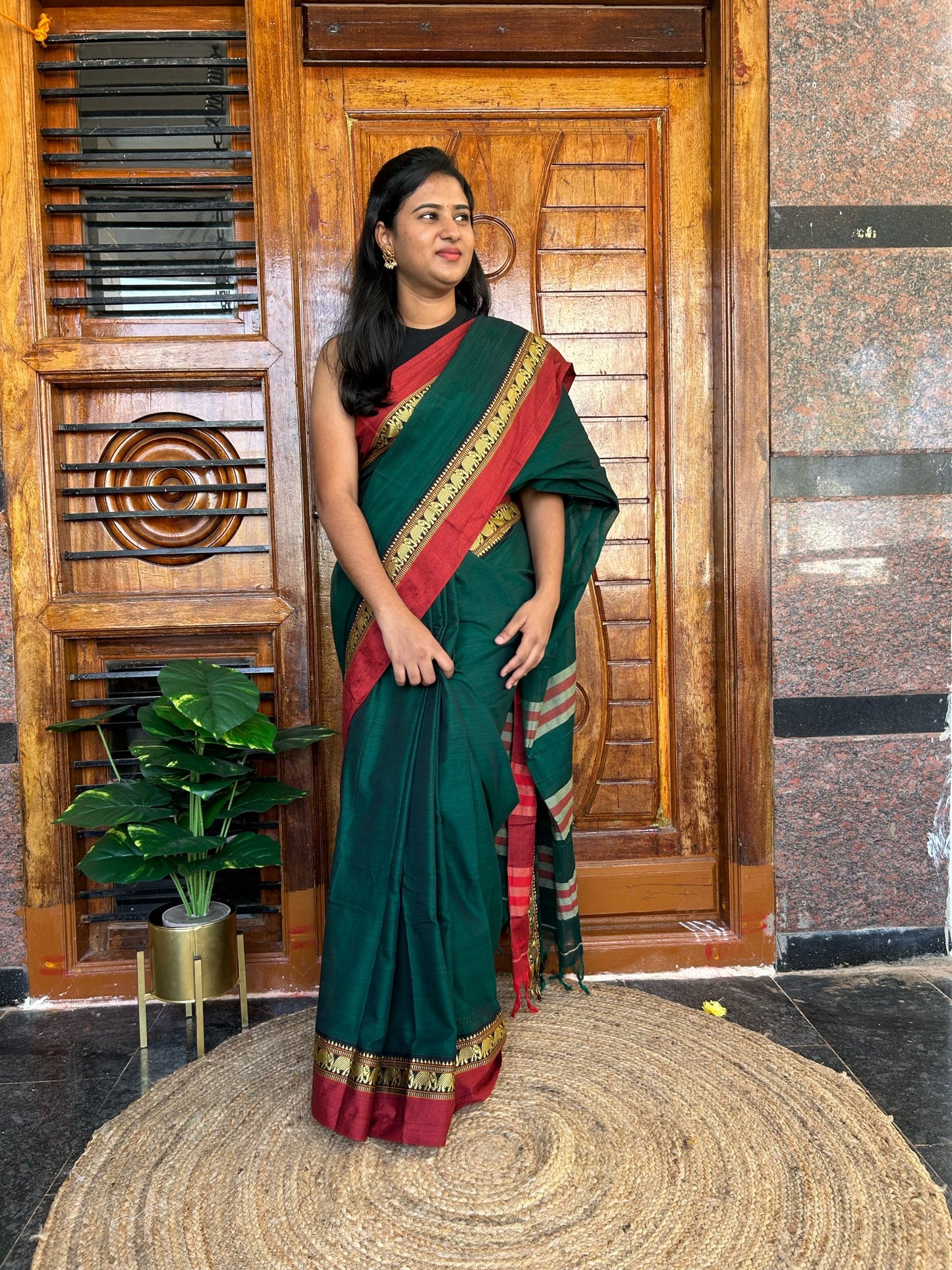 Green Narayanpet saree.