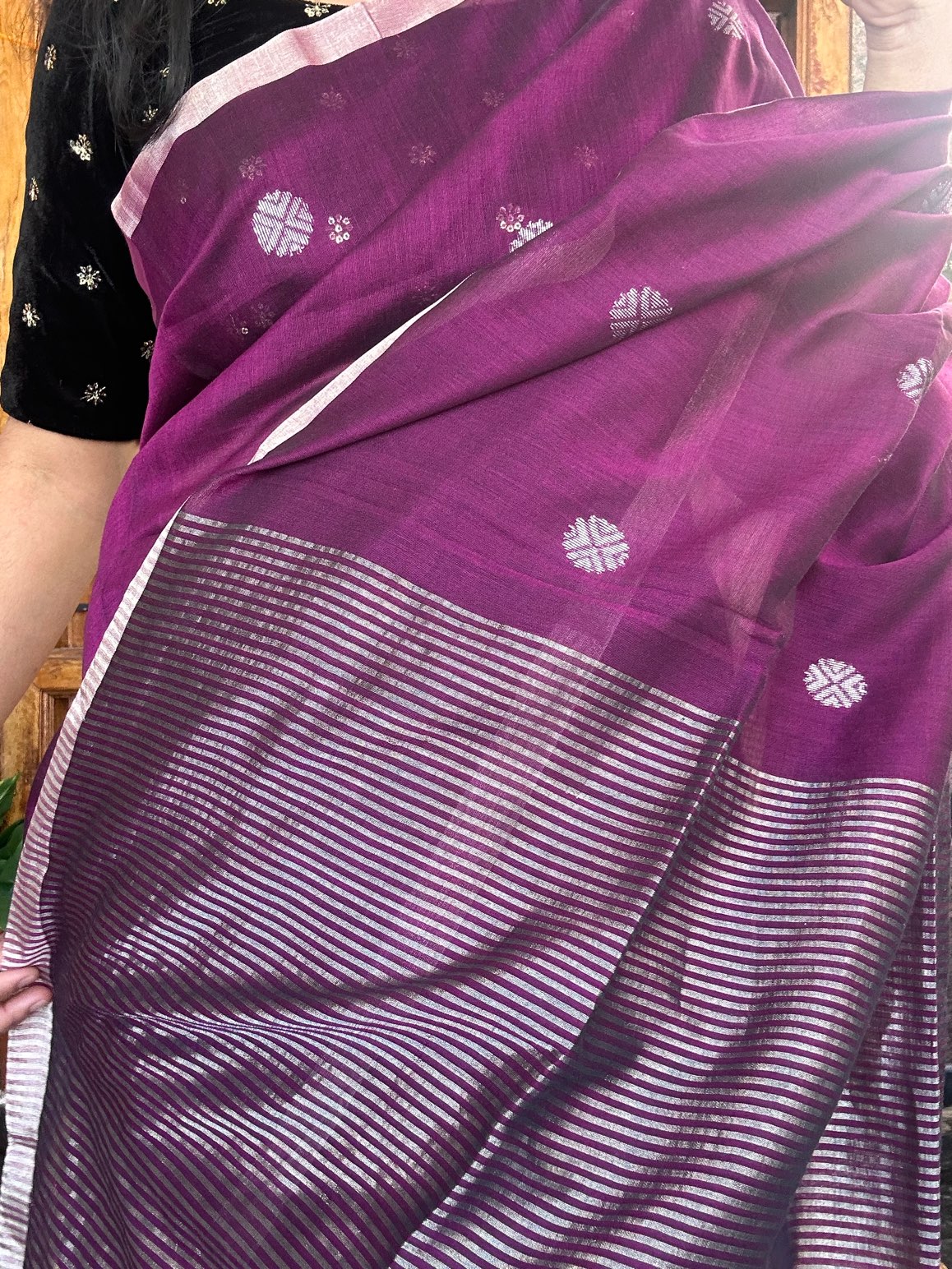 PURPLE ZARI BUTI SAREE