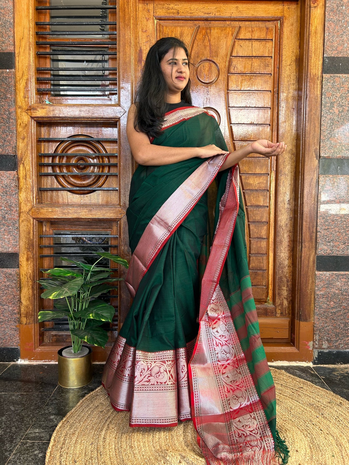 Green Narayanpet saree.