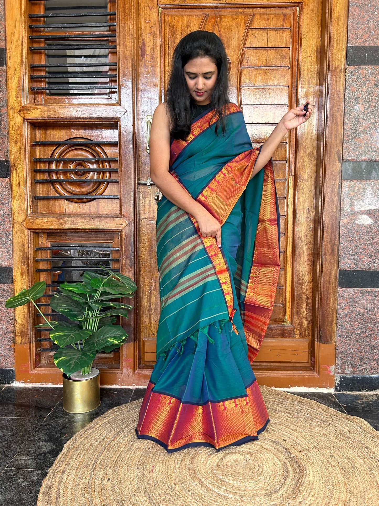 Green Narayanpet saree.